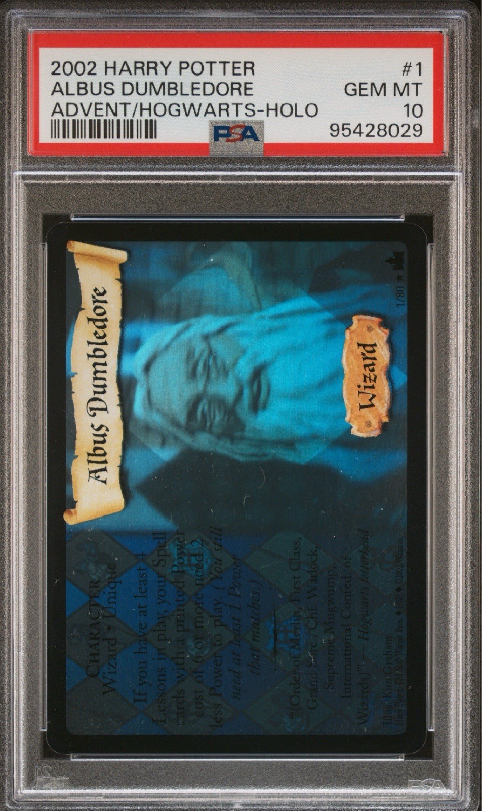 2002 Harry Potter WIZARDS OF THE COAST - Albus Dumbledore #1 HOLO PSA 10 - WOTC