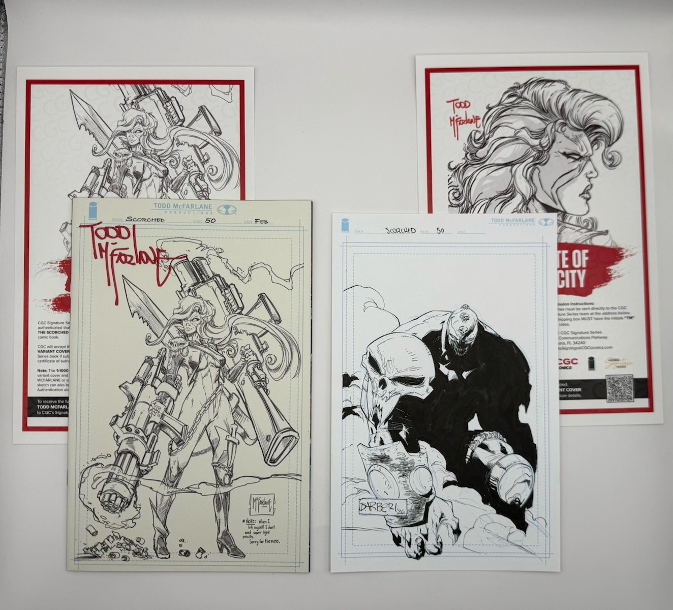 Scorched #50 - 1:1000 McFarlane Virgin + Barberi OA Sketch (COAs Included) Spawn Scorched #50 - 1:1000 McFarlane Virgin + Barberi OA Sketch (COAs Included) Spawn