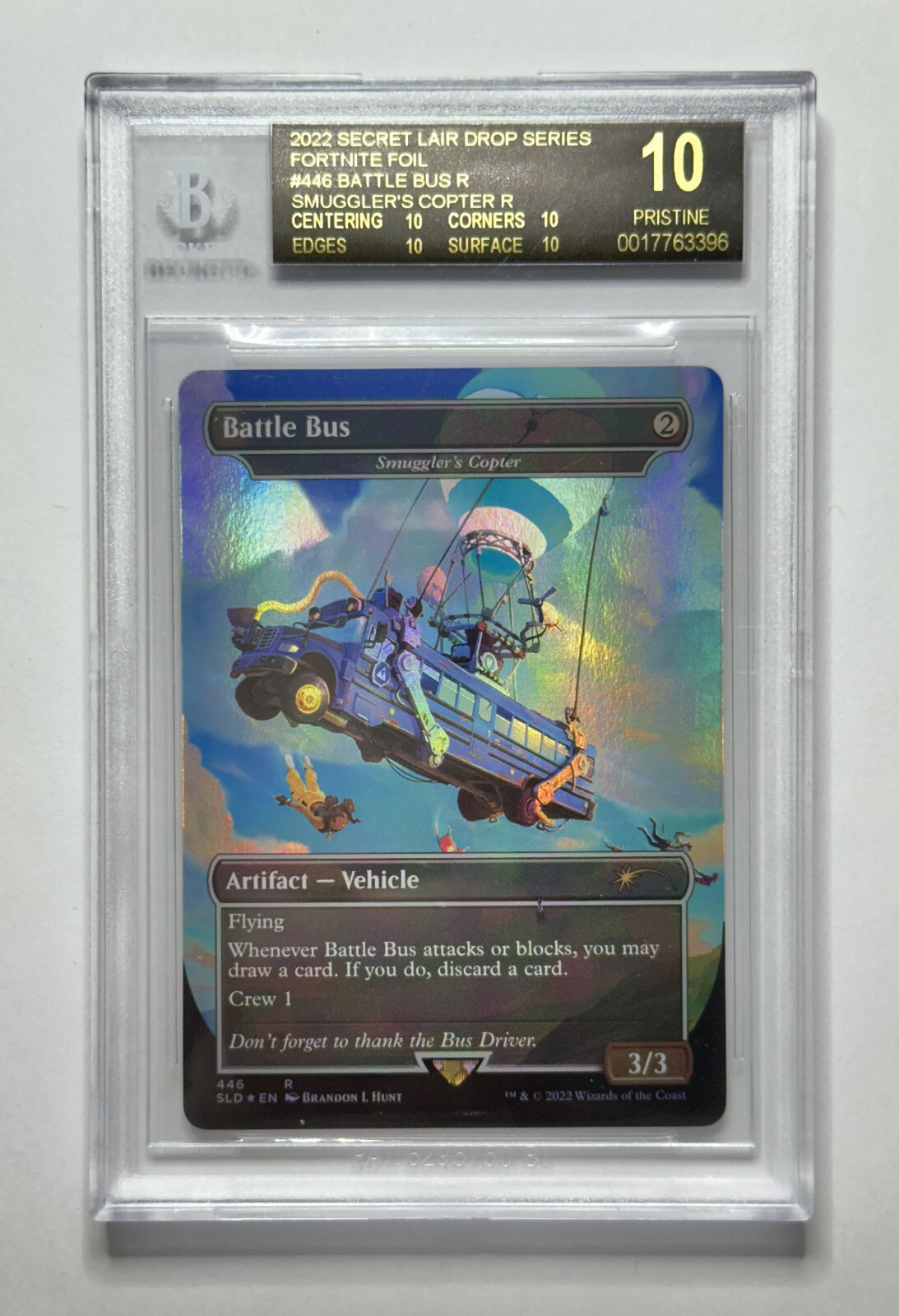 2022 MTG Fortnite Foil BATTLE BUS  Smuggler's Copter Secret BGS Black Label 10
