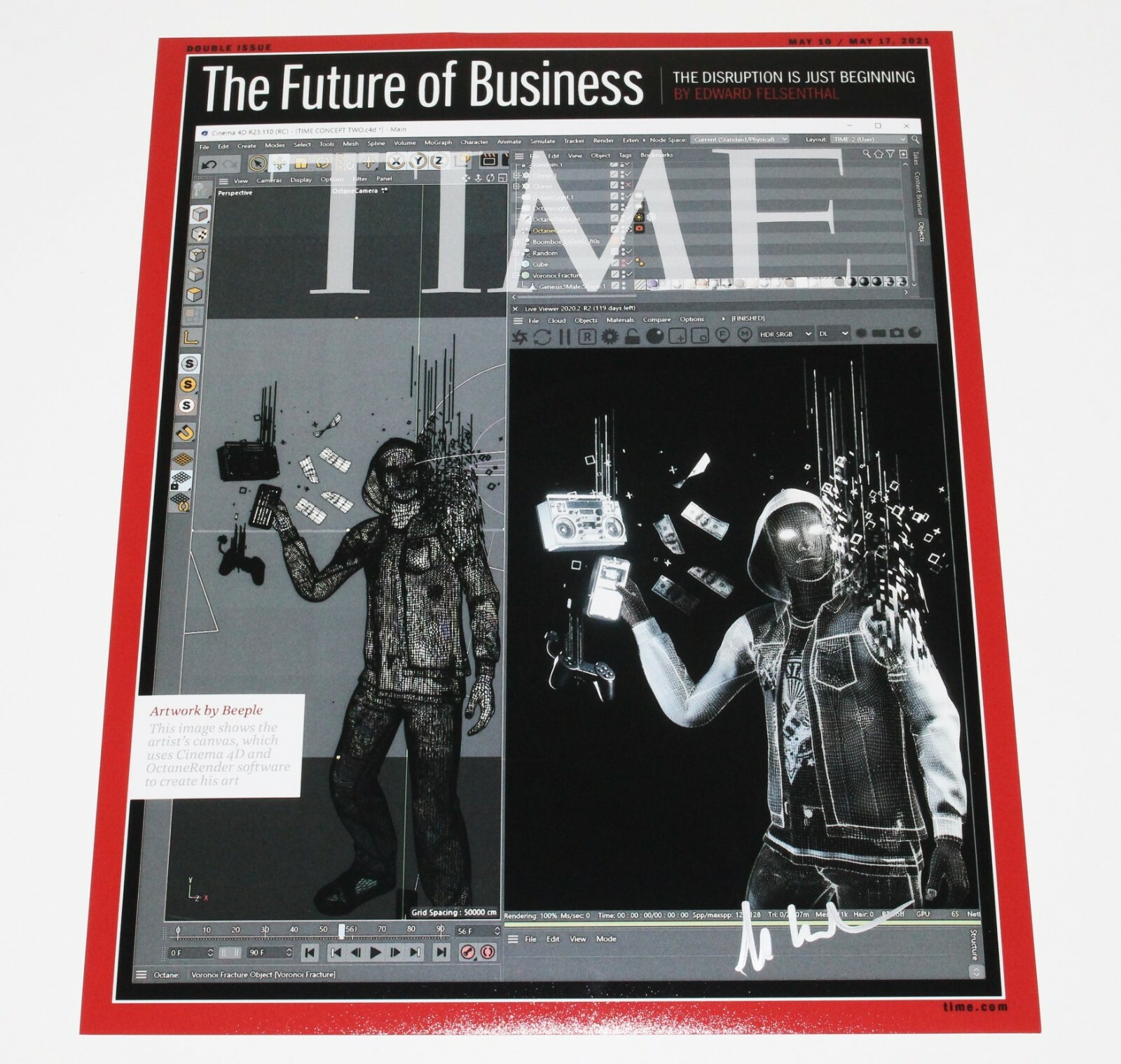 BEEPLE MIKE WINKELMANN DIGITAL ARTIST HAND SIGNED 11x14 PHOTO COA TIME MAGAZINE BEEPLE MIKE WINKELMANN DIGITAL ARTIST HAND SIGNED 11x14 PHOTO COA TIME MAGAZINE