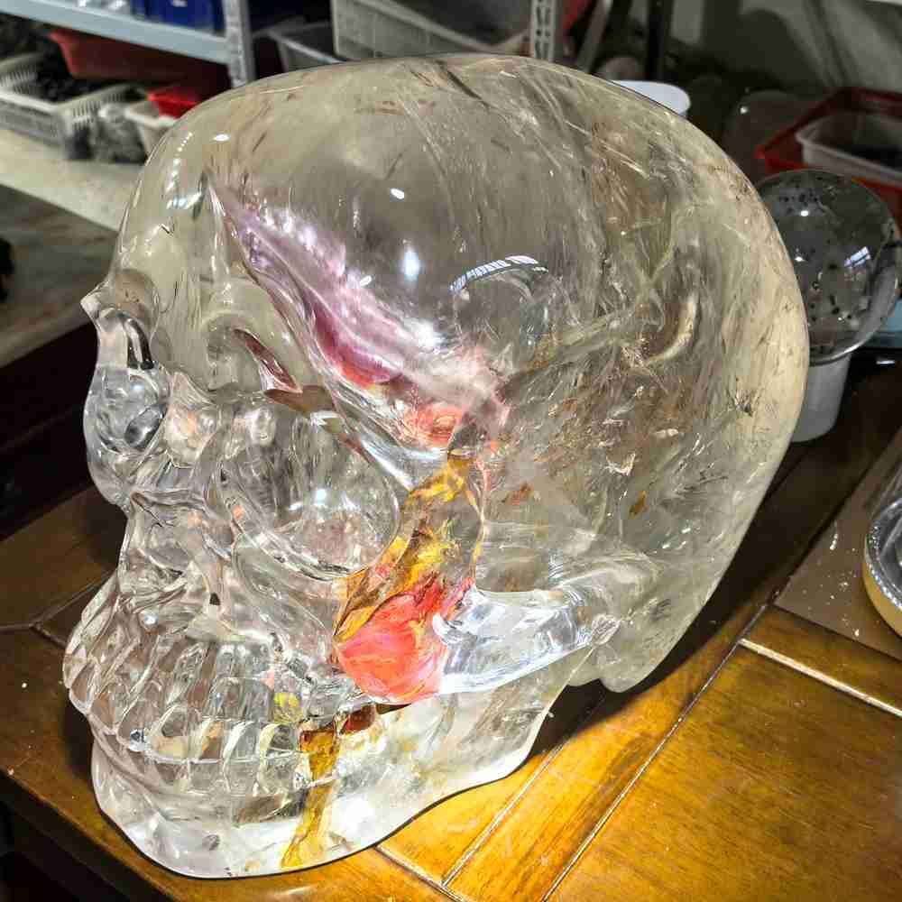102.8LB Large Rare Top Natural Clear Crystal Skull Carved Quartz Heal Collection 102.8LB Large Rare Top Natural Clear Crystal Skull Carved Quartz Heal Collection