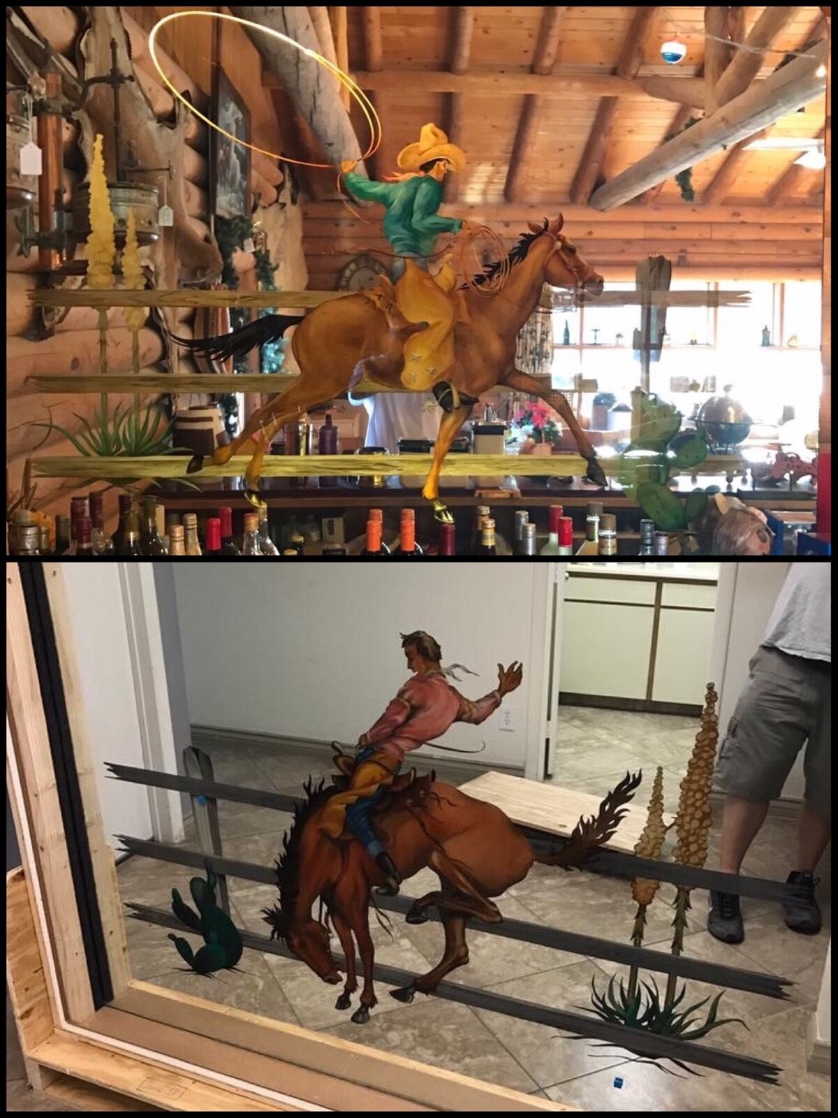 RARE Vintage Las Vegas Boulder Club Casino Mirrors Hand Painted Western Cowboy RARE Vintage Las Vegas Boulder Club Casino Mirrors Hand Painted Western Cowboy