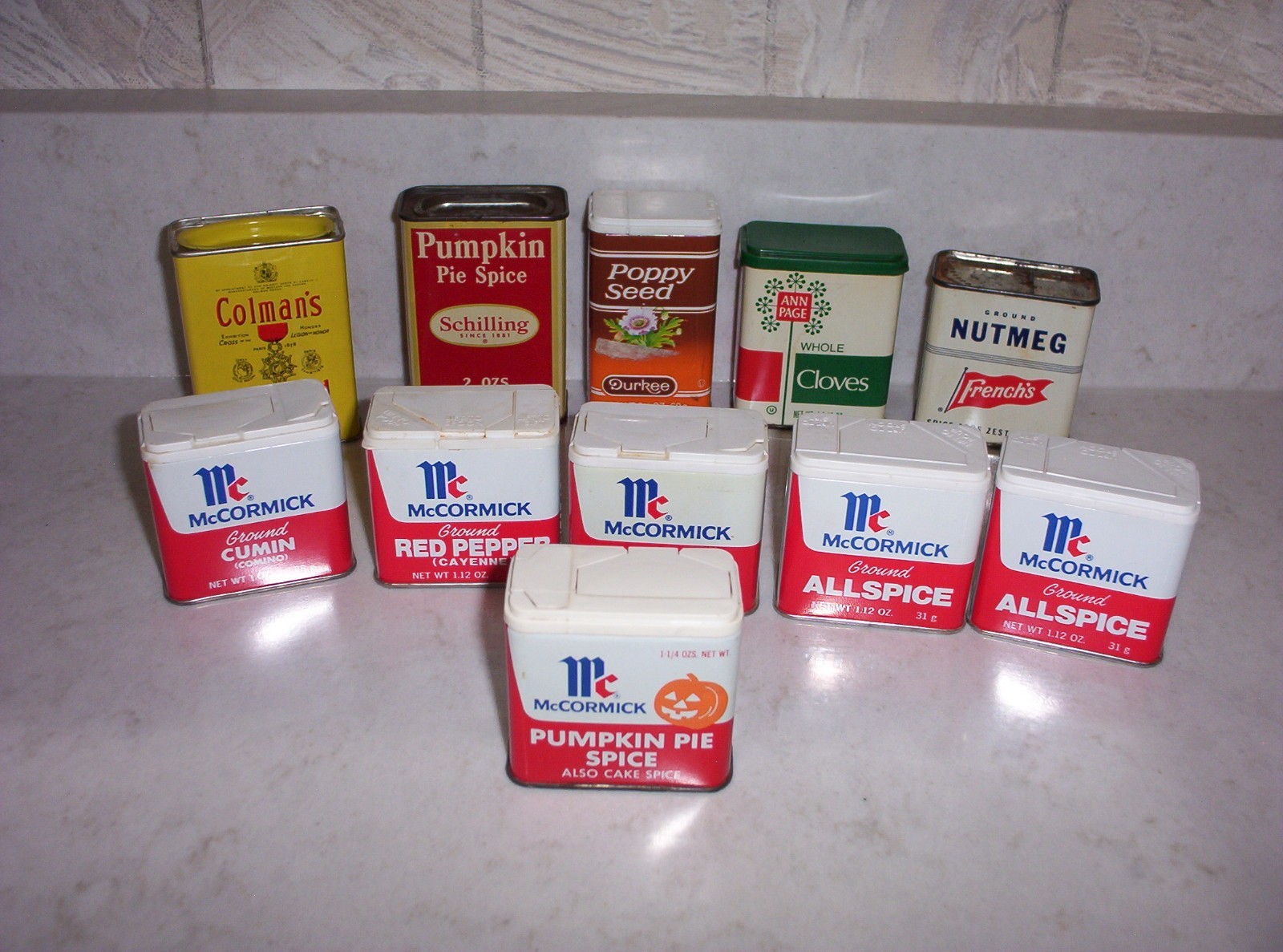 11 Vintage Spice Tins Ann Page Schilling Frenchs McCormick FULL Pumpkin Pie 11 Vintage Spice Tins Ann Page Schilling Frenchs McCormick FULL Pumpkin Pie