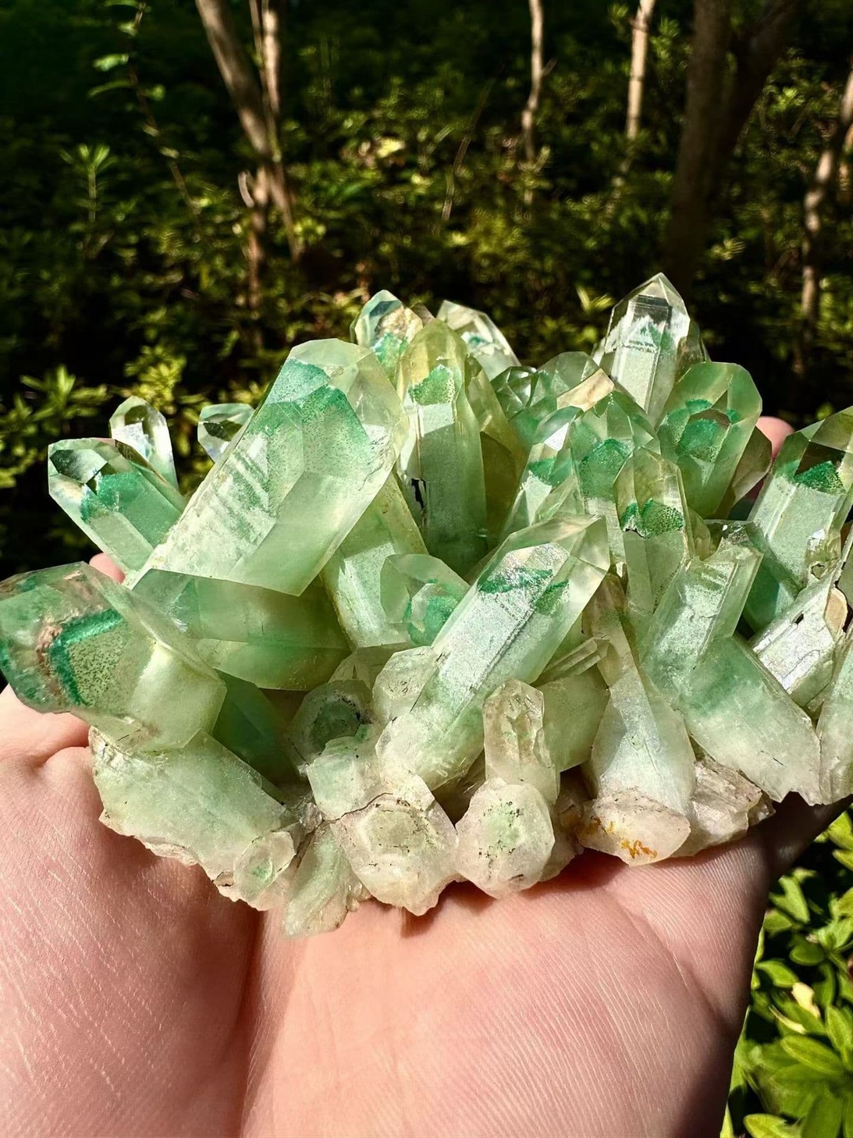 0.9LB Top Natural green Ghost quartz crystal Clusters Mineral Specimen Healing 0.9LB Top Natural green Ghost quartz crystal Clusters Mineral Specimen Healing