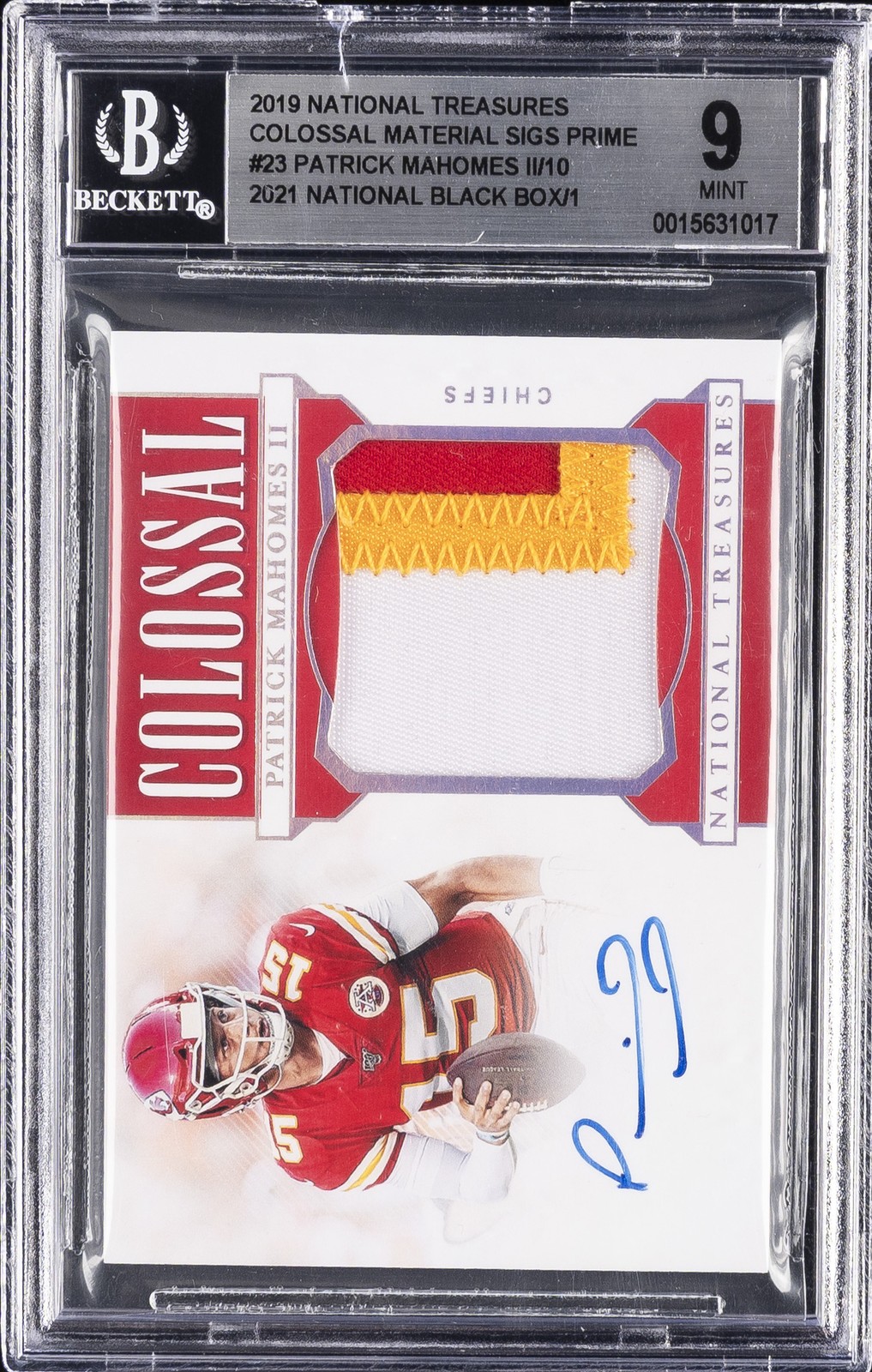 2019 NATIONAL TREASURES #23 PATRICK MAHOMES BGS 9 2019 NATIONAL TREASURES #23 PATRICK MAHOMES BGS 9