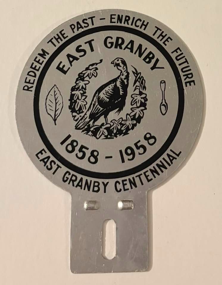 Vintage 1858 1958 East Granby CT Centennial Booster License Plate Topper Turkey