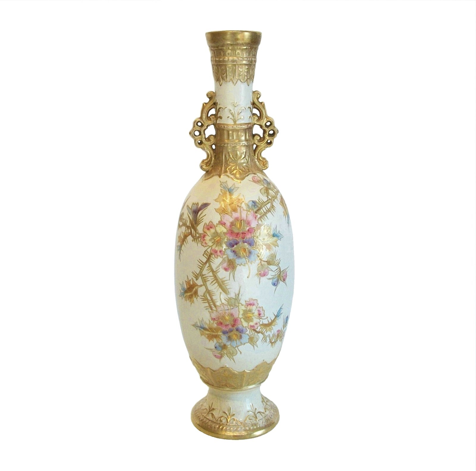 ROYAL BONN - FRANZ ANTON MEHLEM - Hand Painted & Gilded Vase / Lamp - Circa 1900