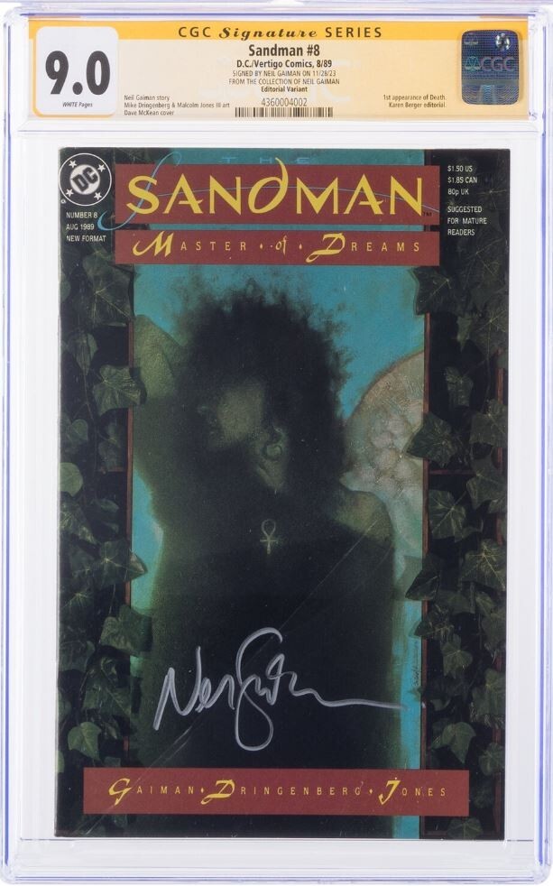 SANDMAN #8 CGC SS 9.0 (PERSONAL NEIL GAIMAN COPY) ERROR VARIANT SIGNED Editorial SANDMAN #8 CGC SS 9.0 (PERSONAL NEIL GAIMAN COPY) ERROR VARIANT SIGNED Editorial
