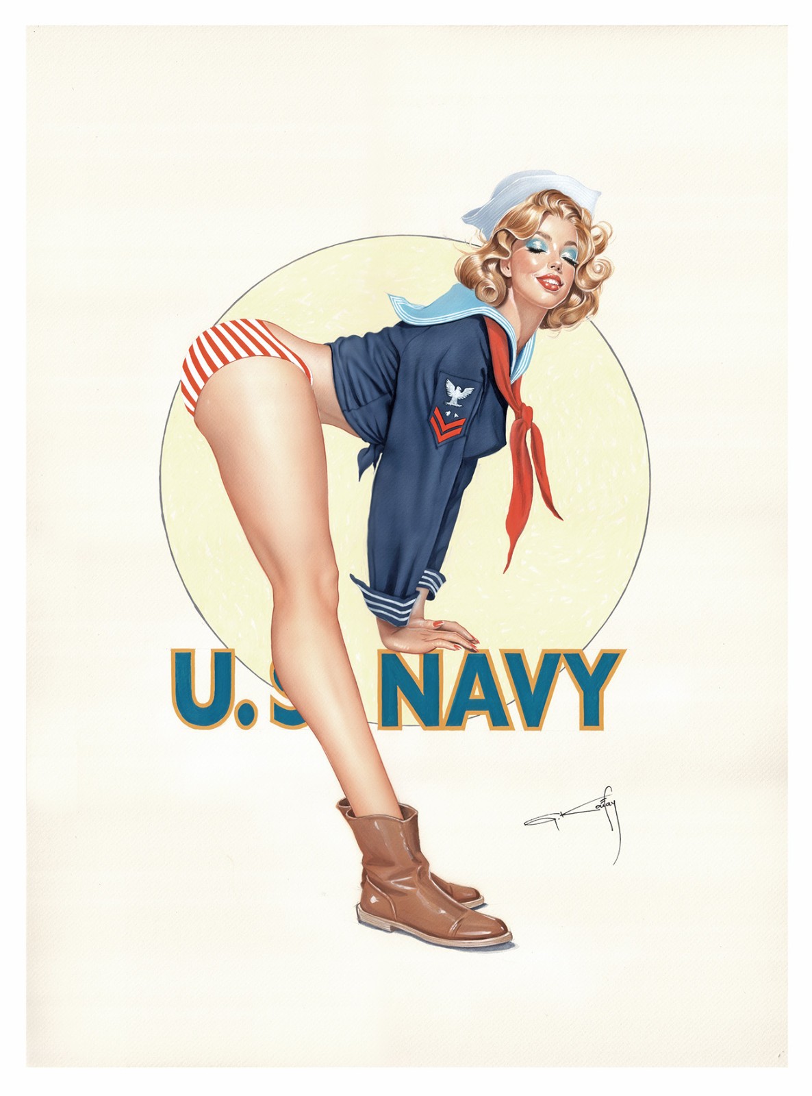🇺🇸 PIN-UP No.94 -ORIGINAL PAINTING by KOUFAY 20