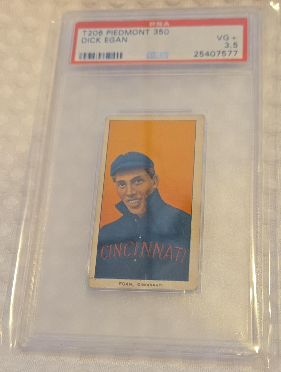 1909-11 T206 Dick Egan Piedmont 350 PSA 3.5 VG+ Cincinnati Reds Tobacco Vintage
