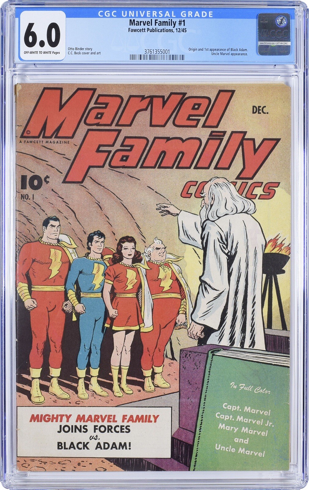 RARE MARVEL FAMILY #1 CGC 6.0 featuring 1st APPEARANCE of BLACK ADAM RARE MARVEL FAMILY #1 CGC 6.0 featuring 1st APPEARANCE of BLACK ADAM