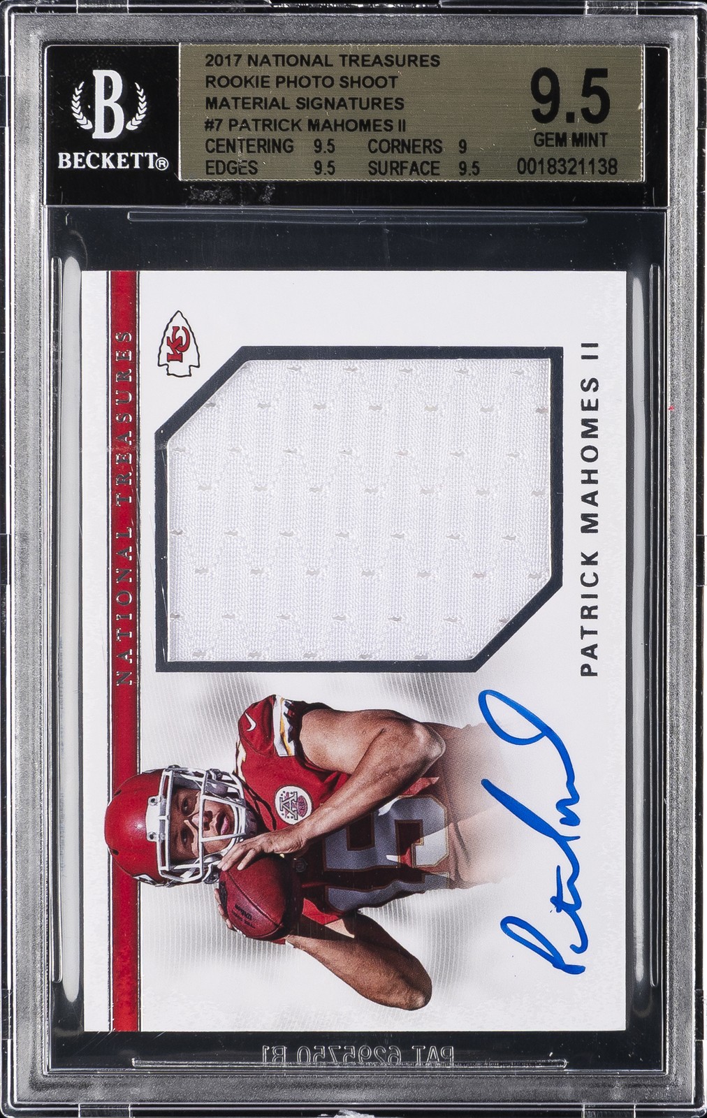 2017 NATIONAL TREASURES #7 PATRICK MAHOMES II BGS 9.5 2017 NATIONAL TREASURES #7 PATRICK MAHOMES II BGS 9.5