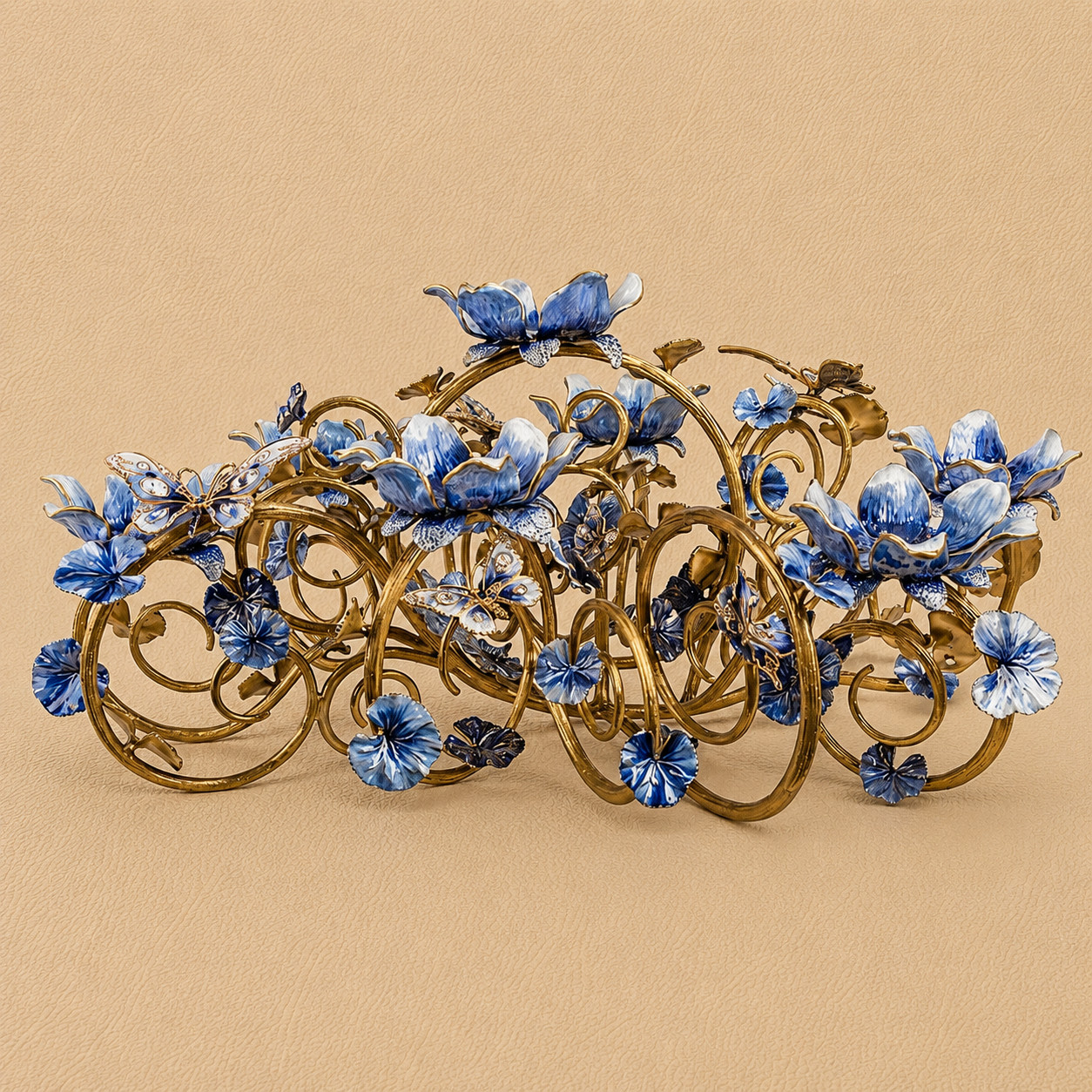 Jay Strongwater Claudine Floral And Butterfly Candelabra Delft Garden