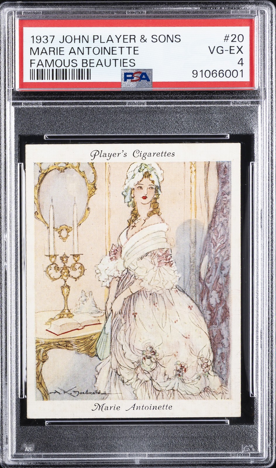 1937 JOHN PLAYER & SONS FAMOUS BEAUTIES #20 MARIE ANTOINETTE PSA 4 1937 JOHN PLAYER & SONS FAMOUS BEAUTIES #20 MARIE ANTOINETTE PSA 4