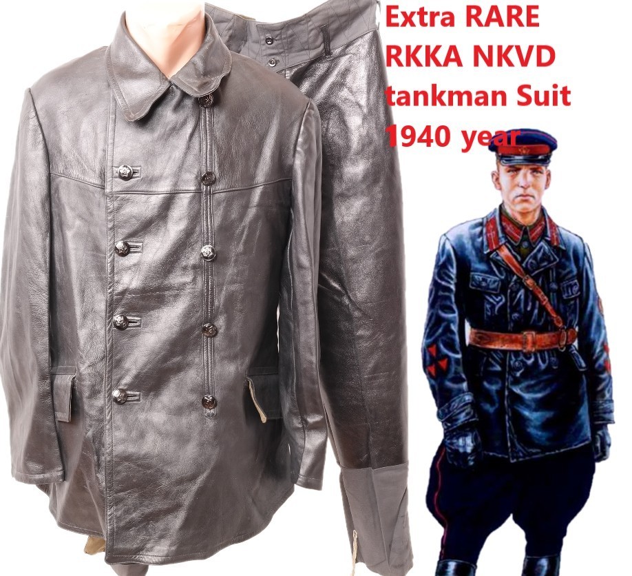 NKVD tankman leather Suit Soviet Army Field WW2 Jacket RKKA Red Army Sz.3 (L) NKVD tankman leather Suit Soviet Army Field WW2 Jacket RKKA Red Army Sz.3 (L)