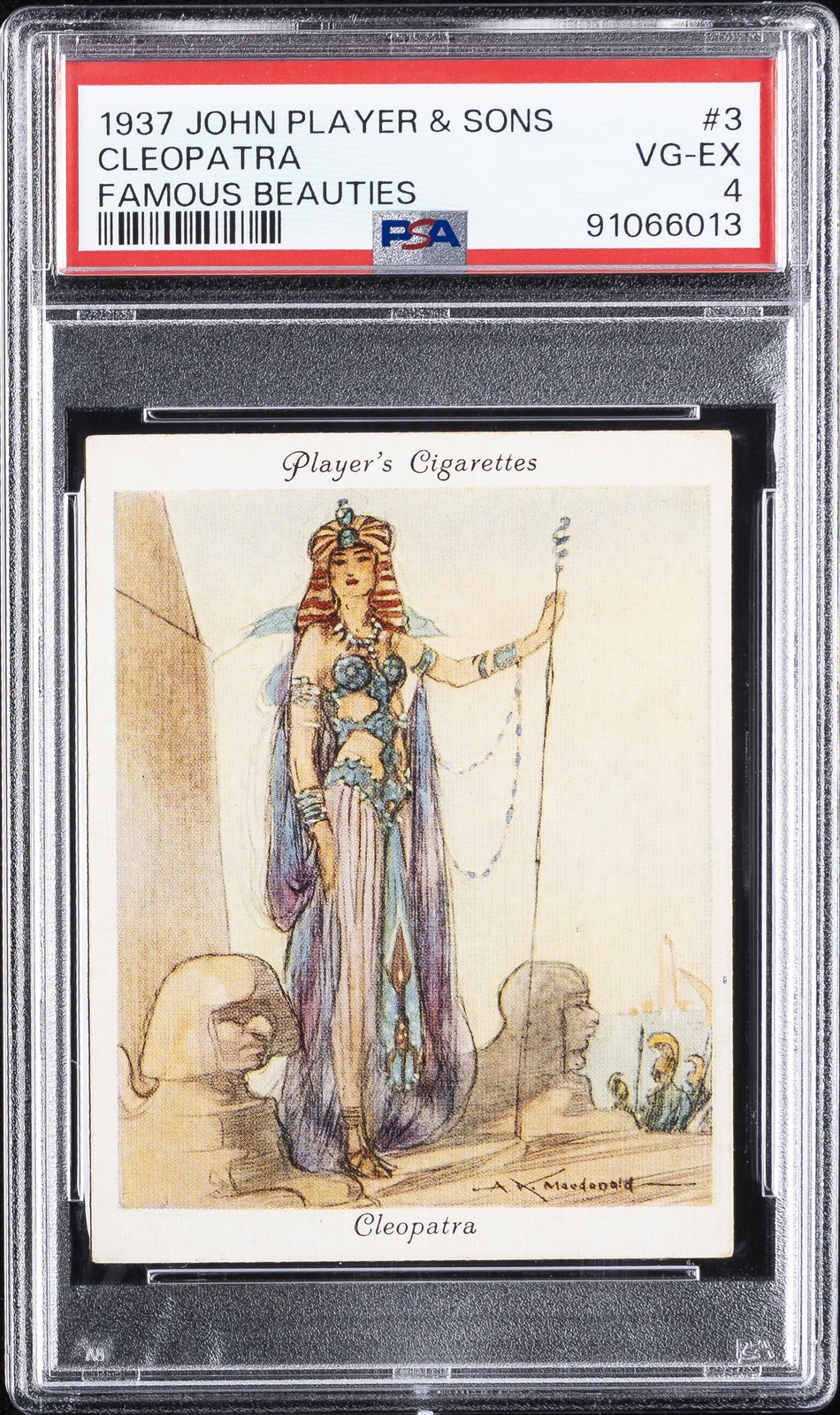1937 JOHN PLAYER & SONS FAMOUS BEAUTIES #3 CLEOPATRA PSA 4
