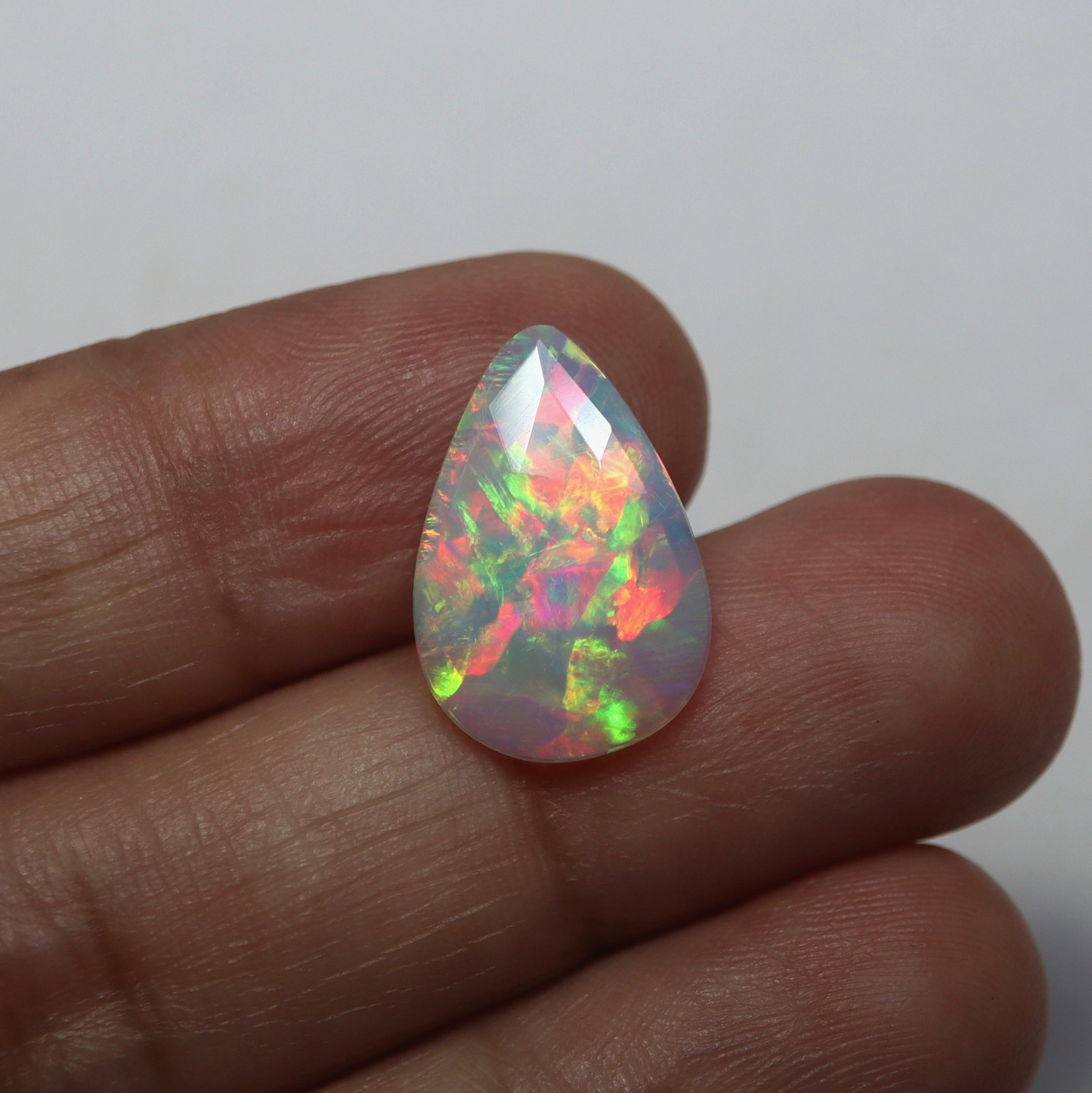 17x11.4mm Rose Cut AAA Pear Ethiopian Opal, 2.7Ct Gemstone For Oxidized Jewelry 17x11.4mm Rose Cut AAA Pear Ethiopian Opal, 2.7Ct Gemstone For Oxidized Jewelry