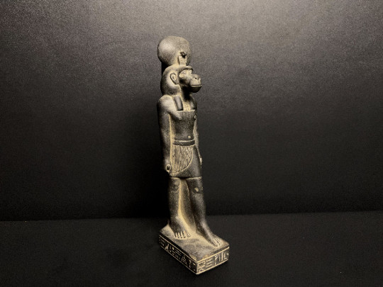 Egyptian Thoth presenting Baboon like a Human altar statue from schist stone