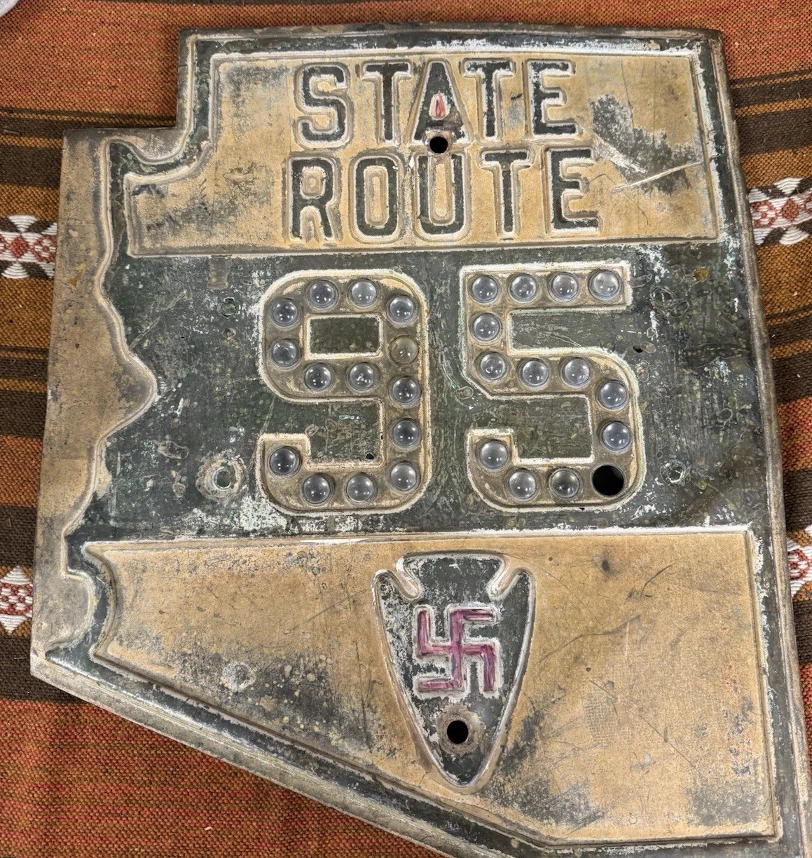 Very Rare Highway Sign Arizona 95 Catseye Indian Reservation 1920s 1930s Route