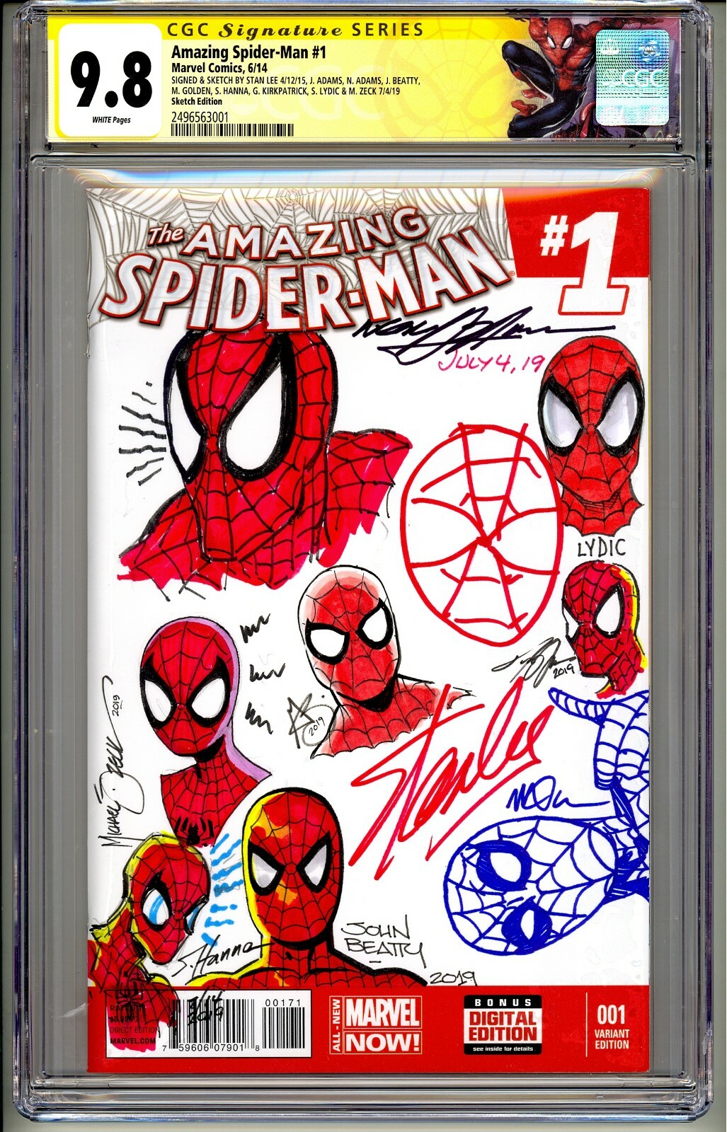 š„AMAZING SPIDER-MAN #1 CGC SS 9.8 SIGNED & SKETCHED STAN LEE & 8 LEGENDS RAREš„ š„AMAZING SPIDER-MAN #1 CGC SS 9.8 SIGNED & SKETCHED STAN LEE & 8 LEGENDS RAREš„