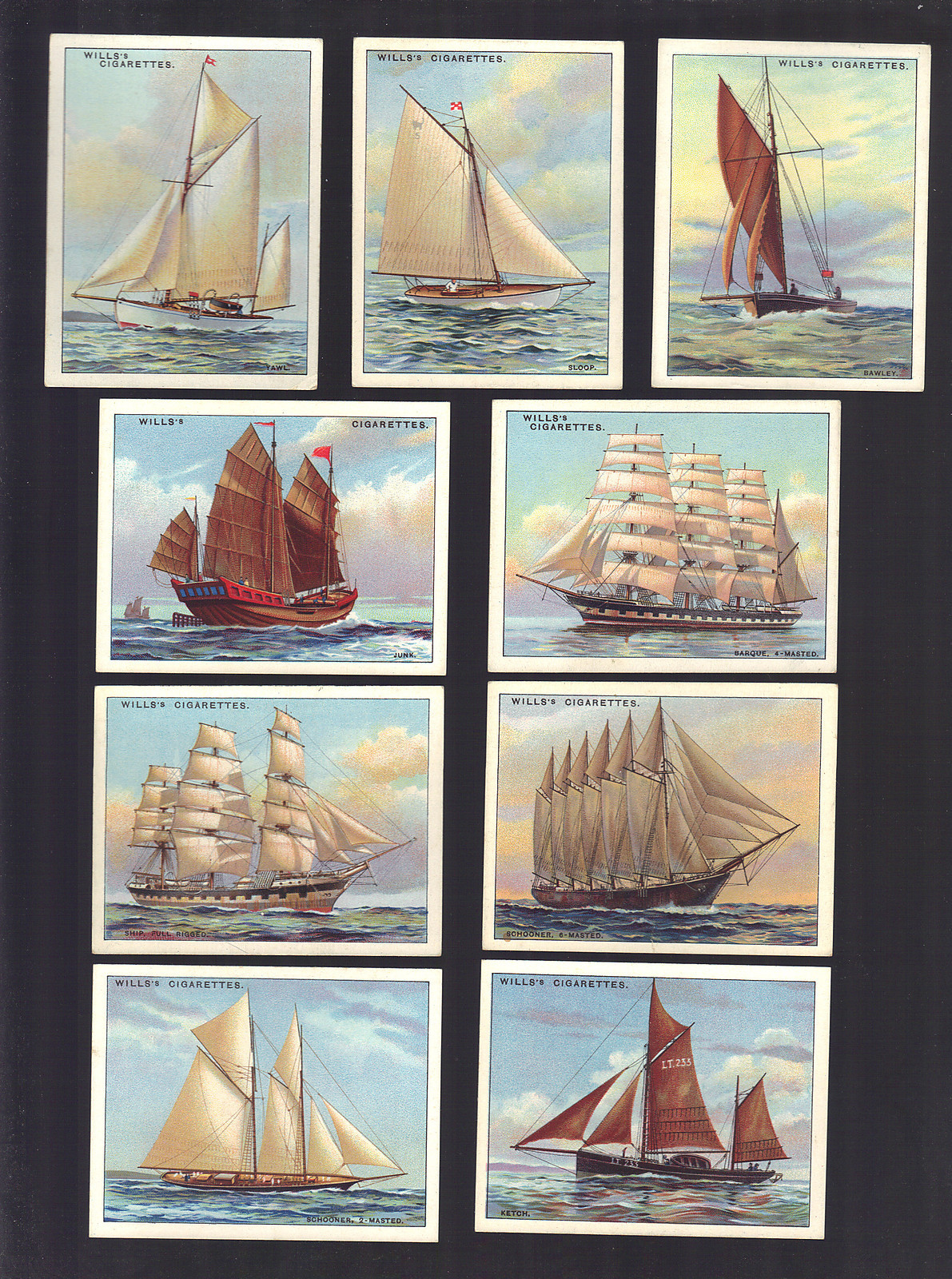 CIGARETTE CARDS.Wills Tobacco.RIGS OF SHIPS.(Large).(1929).(Complete Set of 25).