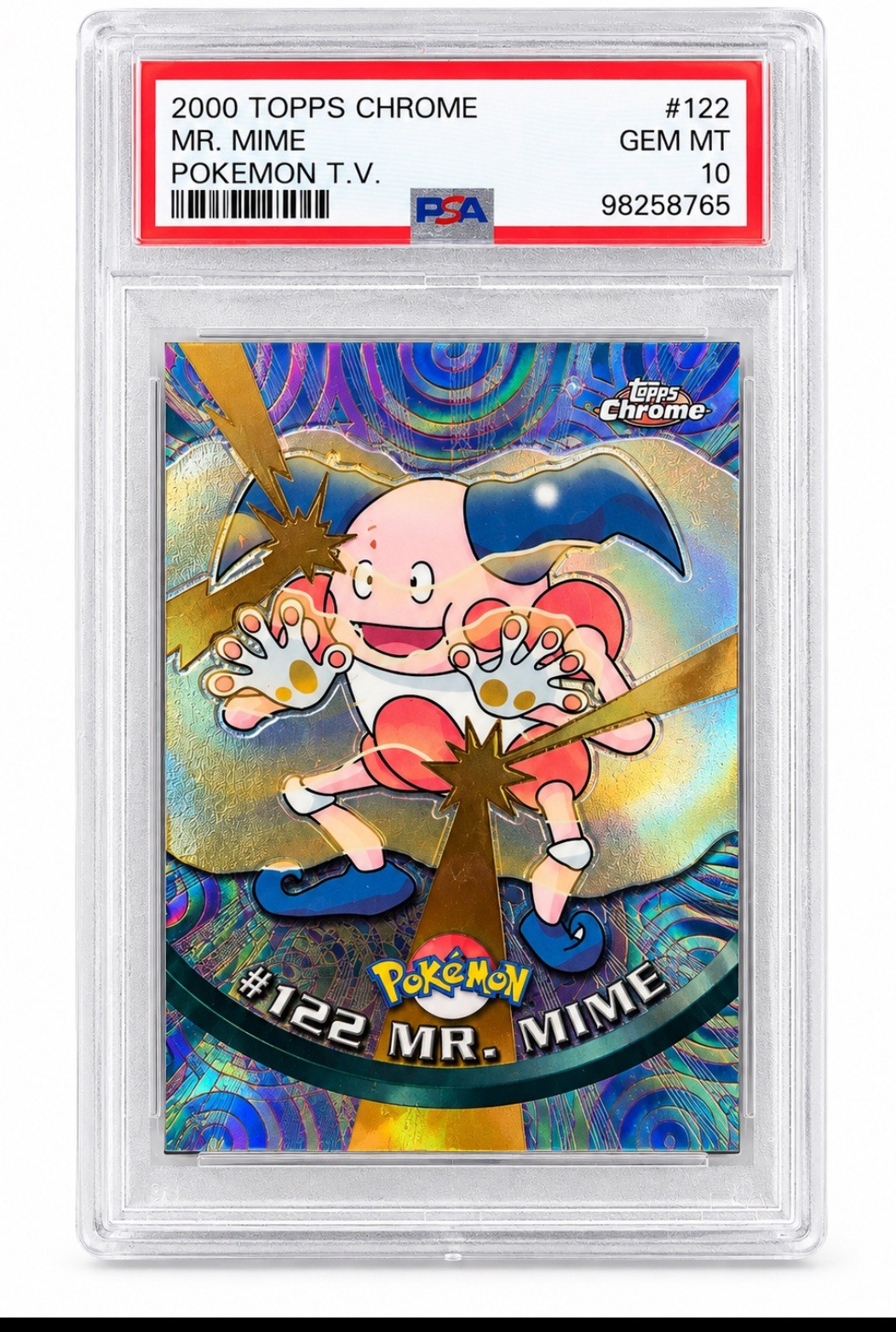Topps 2000 Topps Chrome Pokémon T.V. Mr. Mime #122 PSA 10 Graded Card Topps 2000 Topps Chrome Pokémon T.V. Mr. Mime #122 PSA 10 Graded Card