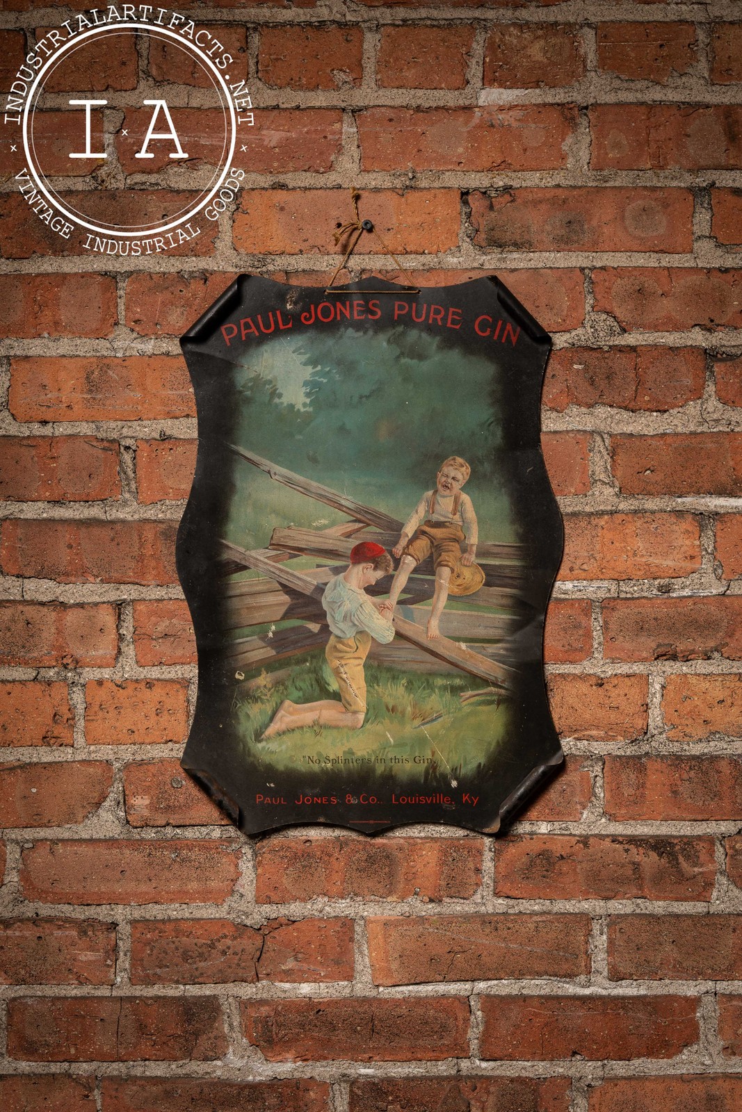 Antique Paul Jones Pure Gin Self-Framed Advertising Sign