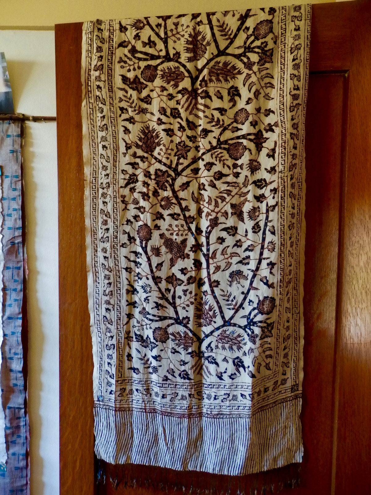 Antique 19th c Java Silk Batik Wedding Scarf  