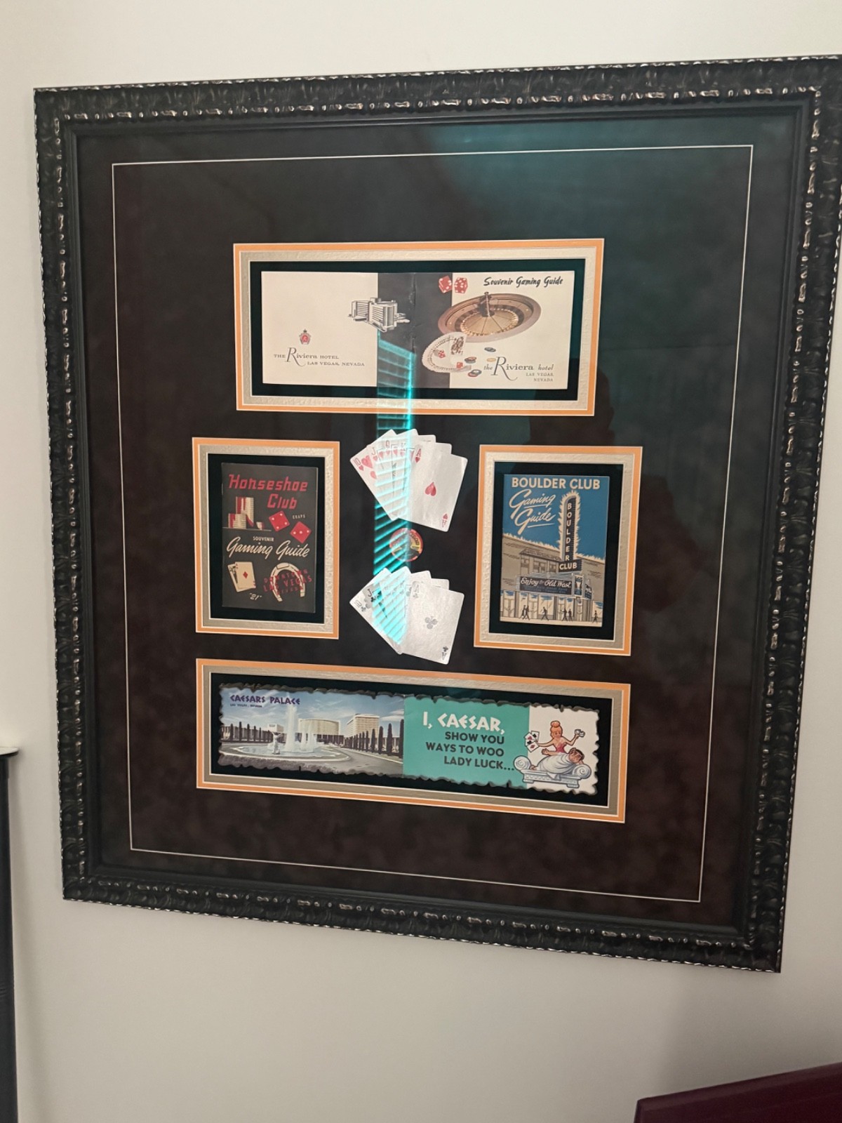 LOT OF 2 VINTAGE LAS VEGAS CASINO HOTEL MEMORABILIA 38 X 35 CAESAR RIVERA SAHARA