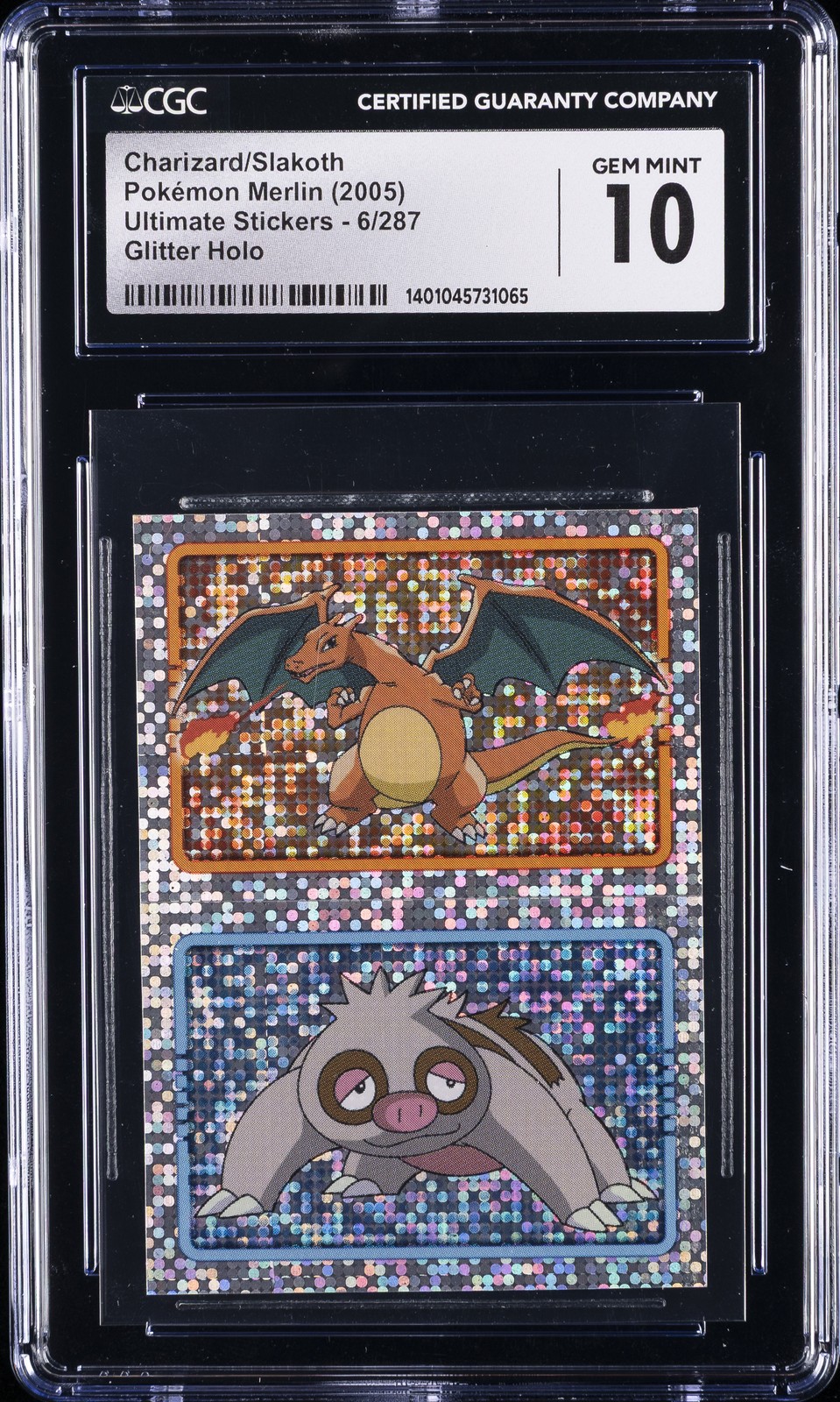 2005 POKÉMON MERLIN ULTIMATE STICKERS #006 CHARIZARD/SLAKOTH CGC 10 GEM MINT 2005 POKÉMON MERLIN ULTIMATE STICKERS #006 CHARIZARD/SLAKOTH CGC 10 GEM MINT