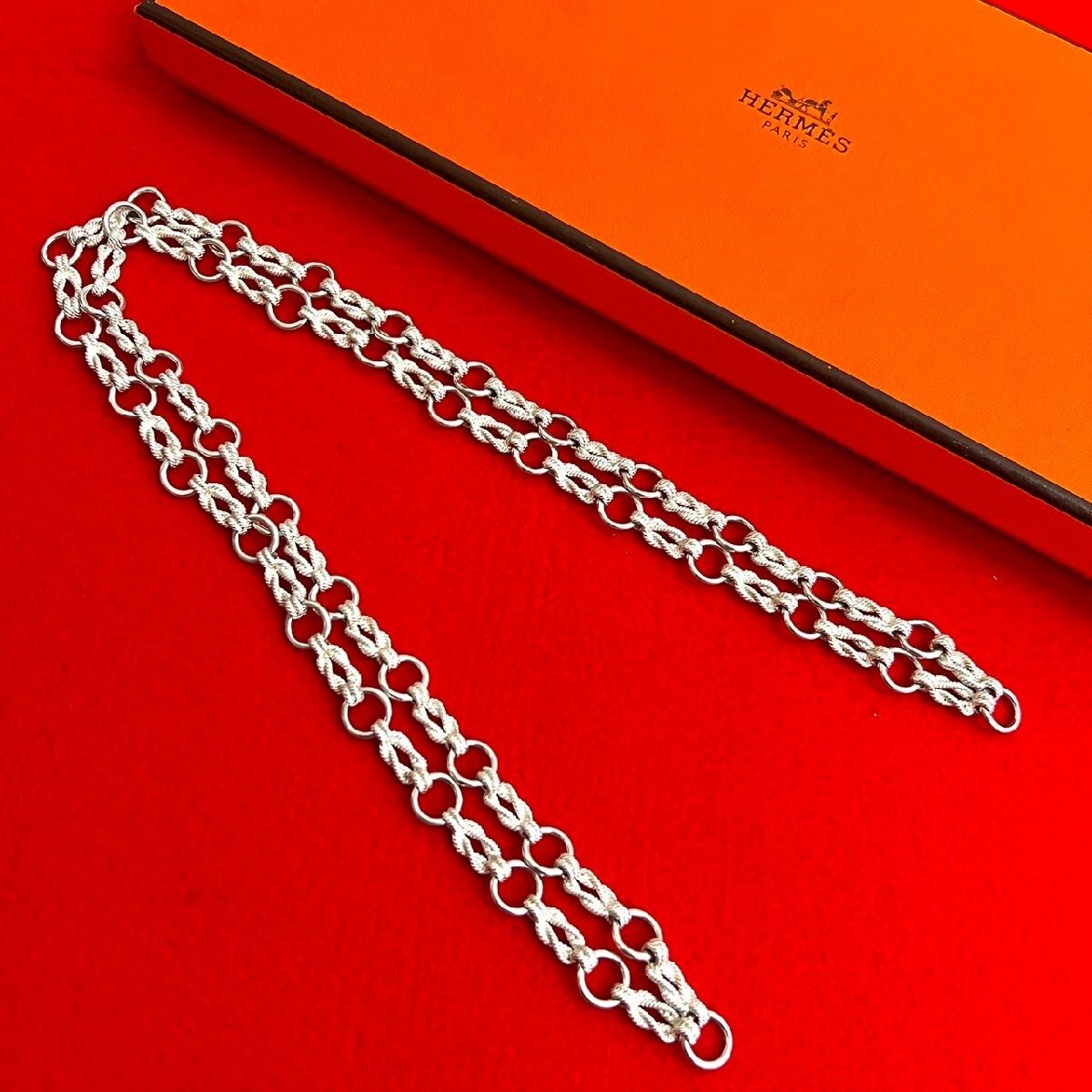 Excellent condition with case HERMES Vintage Od on Silver925 Necklace Choker Acc