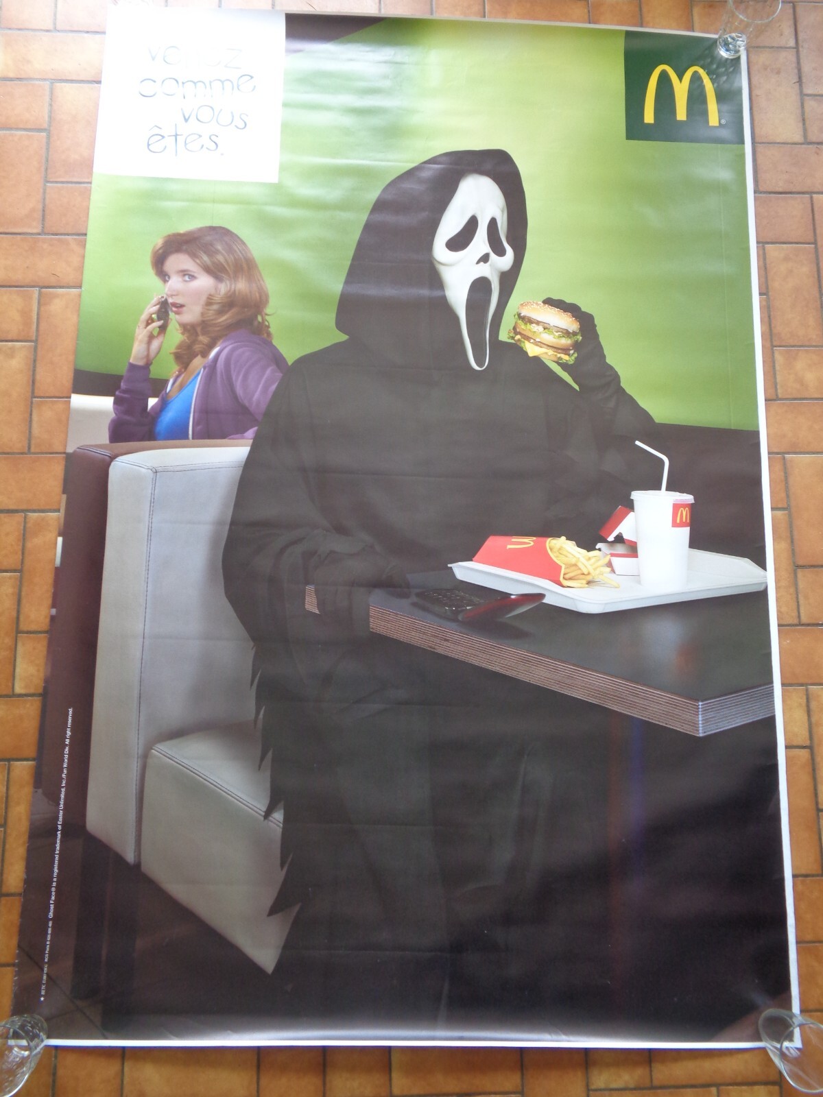 RARE FRENCH POSTER SCREAM Mc Donald's 119x175cm Ghostface Advertising Poster RARE FRENCH POSTER SCREAM Mc Donald's 119x175cm Ghostface Advertising Poster
