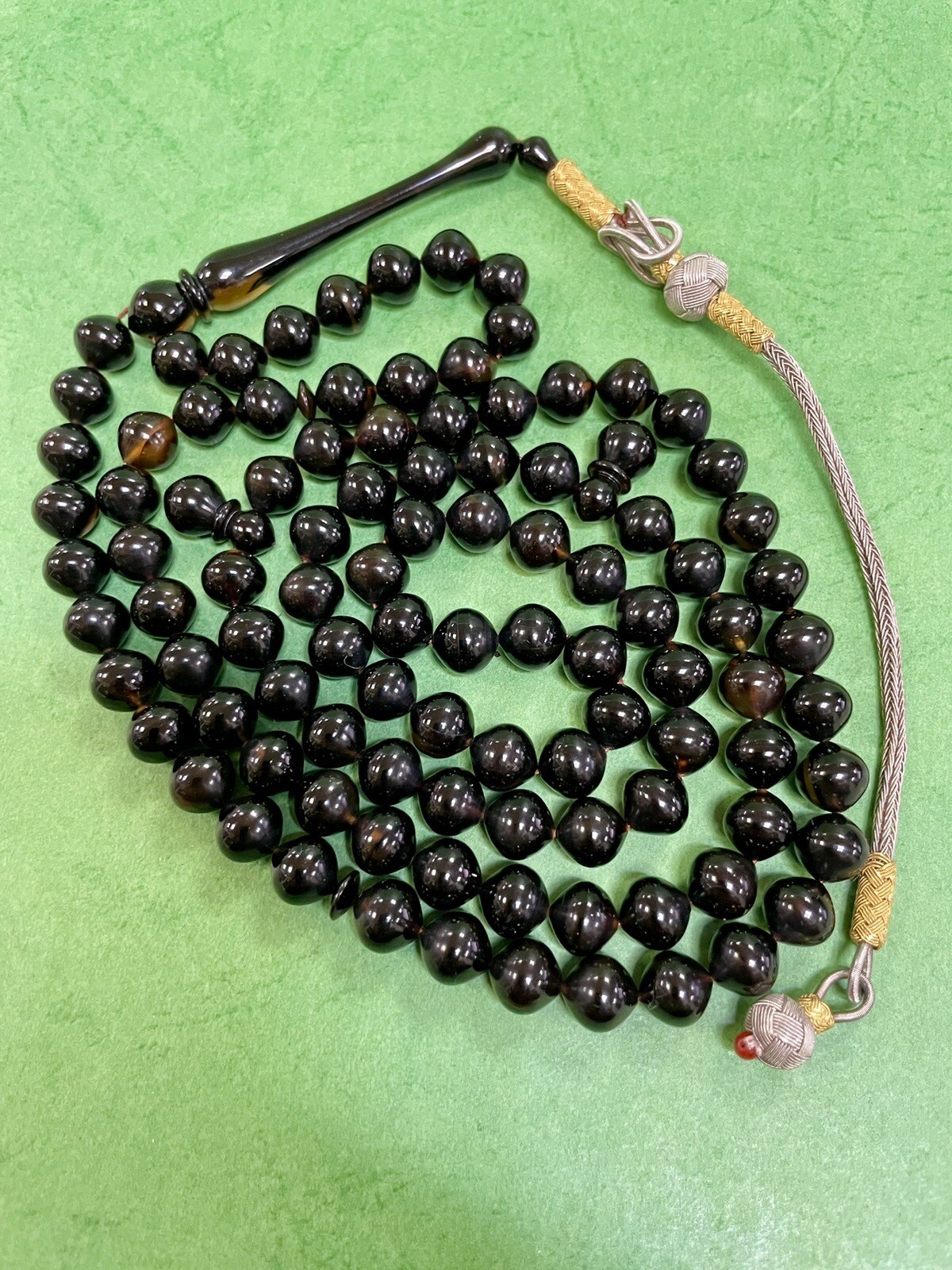 Extremely Rare Hand Crafted natural Marbled 🐢 Back islamic prayer 33 beads 43g Extremely Rare Hand Crafted natural Marbled 🐢 Back islamic prayer 33 beads 43g