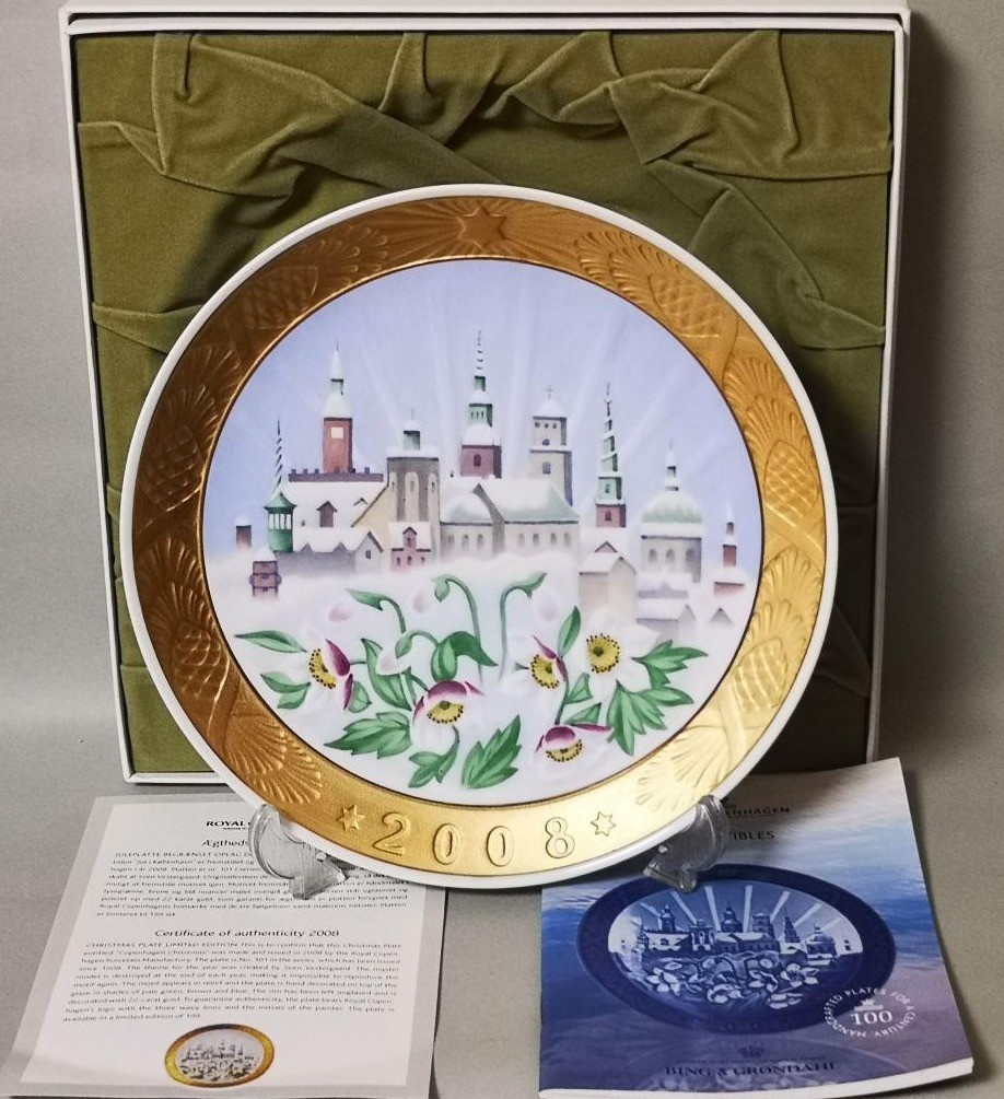Royal Copenhagen 2008 Year Plate Centenary Overglaze Limited 199 Worldwide