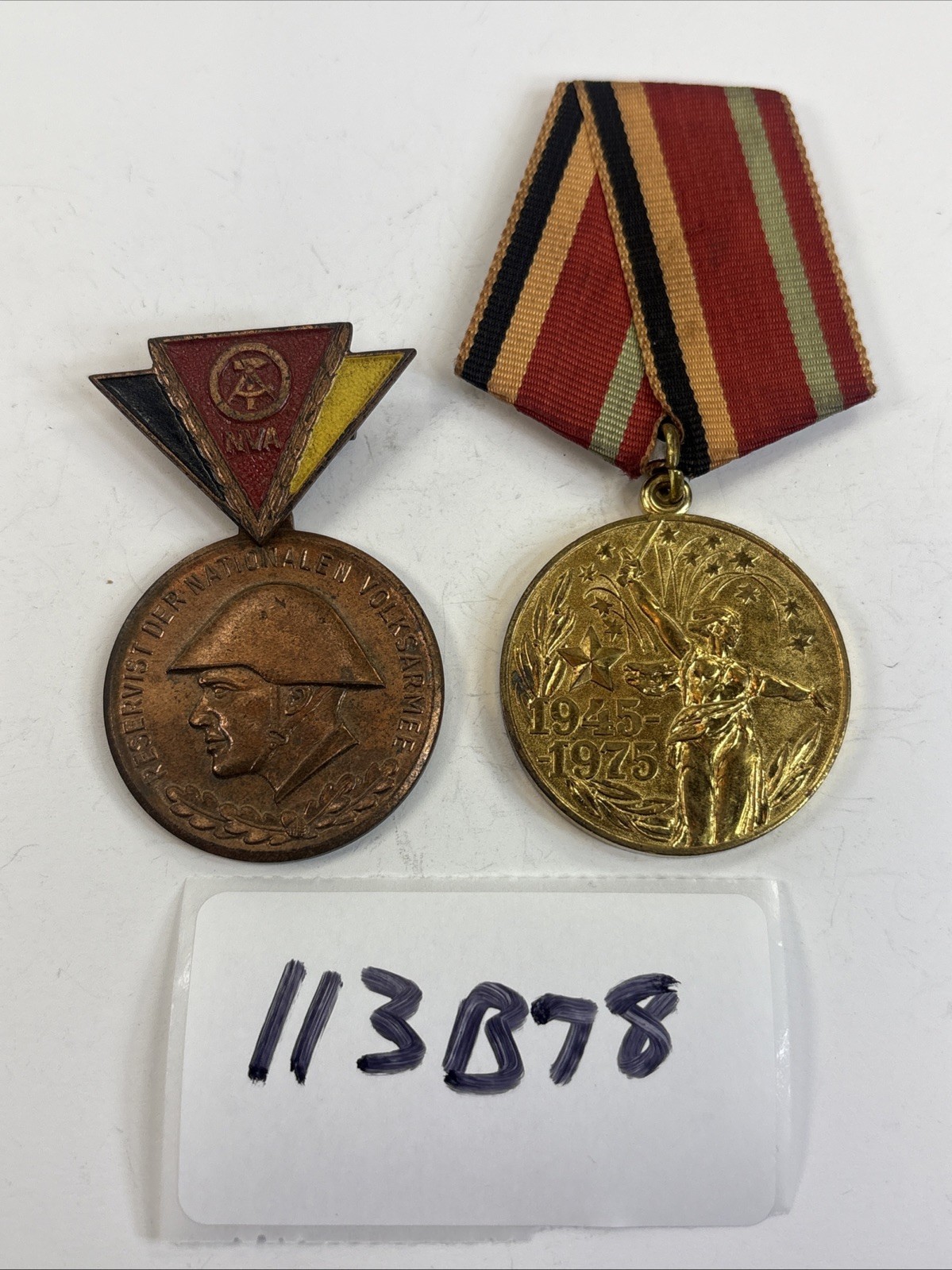 Post-WW2 Medal Ribbon Lot Badge Pinback German Service Russian Victory 113B78