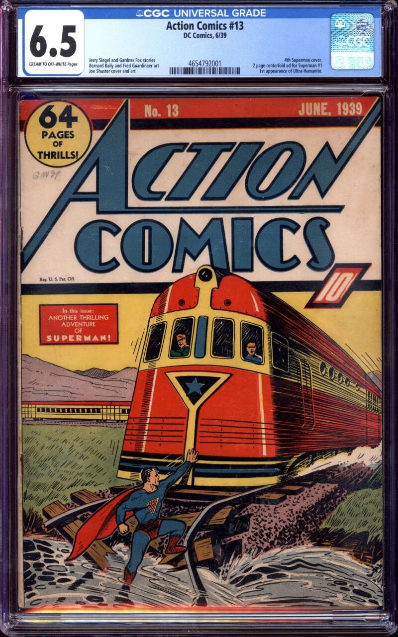 ACTION COMICS #13 CGC 6.5 CR/OW PAGES // 4TH SUPERMAN COVER DC COMICS 1939 ACTION COMICS #13 CGC 6.5 CR/OW PAGES // 4TH SUPERMAN COVER DC COMICS 1939
