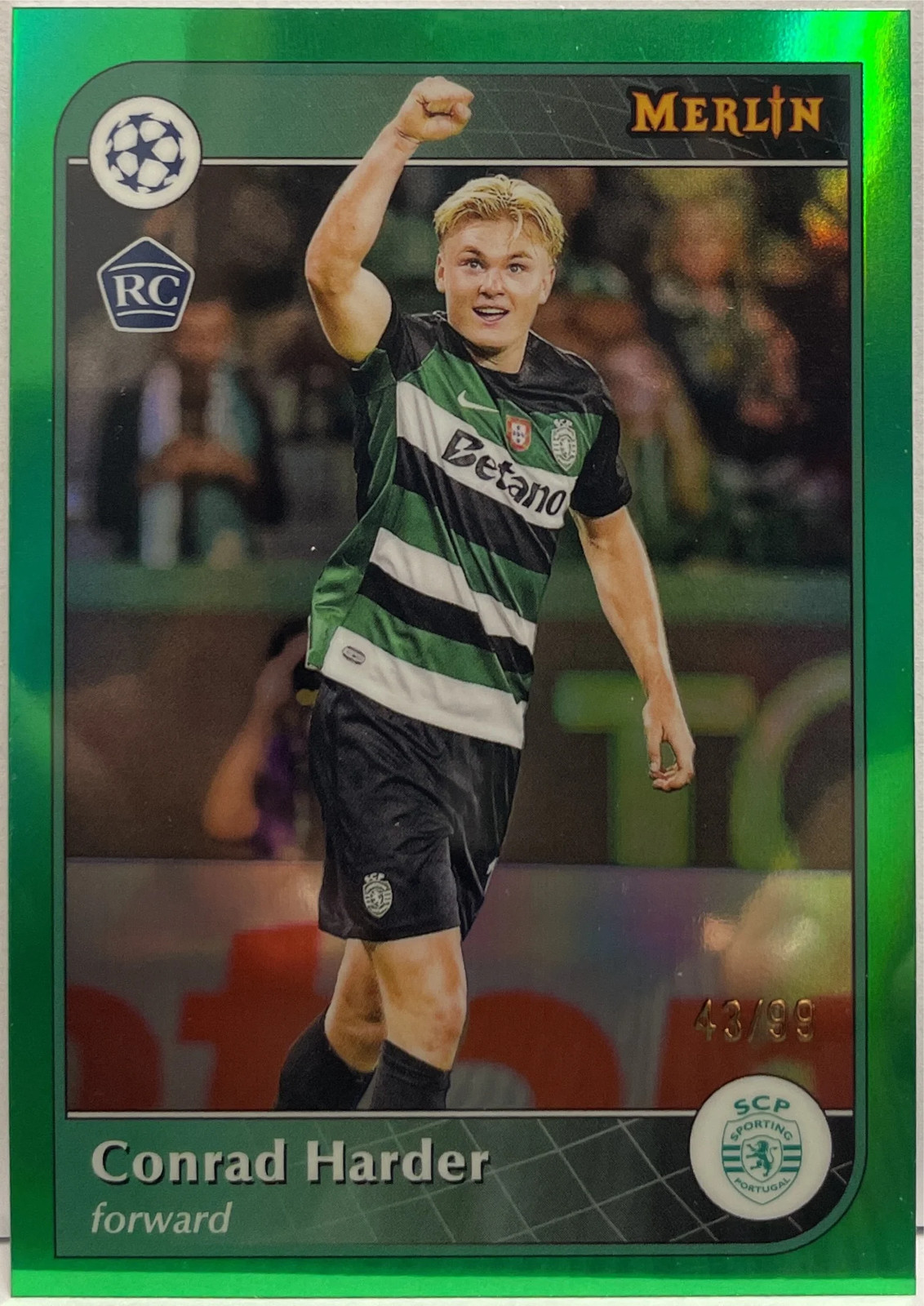 Conrad Harder 43/99 Rookie Green Topps Merlin UCC 2024/25 Conrad Harder 43/99 Rookie Green Topps Merlin UCC 2024/25