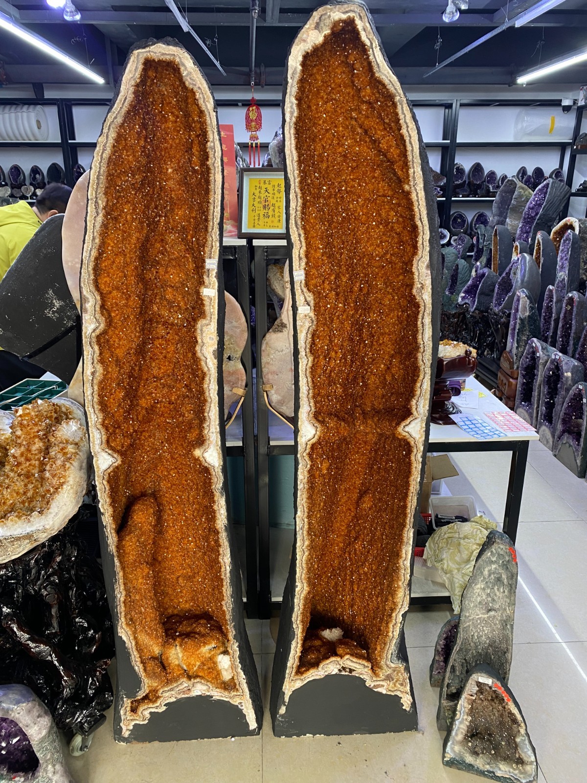 629LB+600LB Natural High grade a pair of rare Citrine Church Cathedral Geode