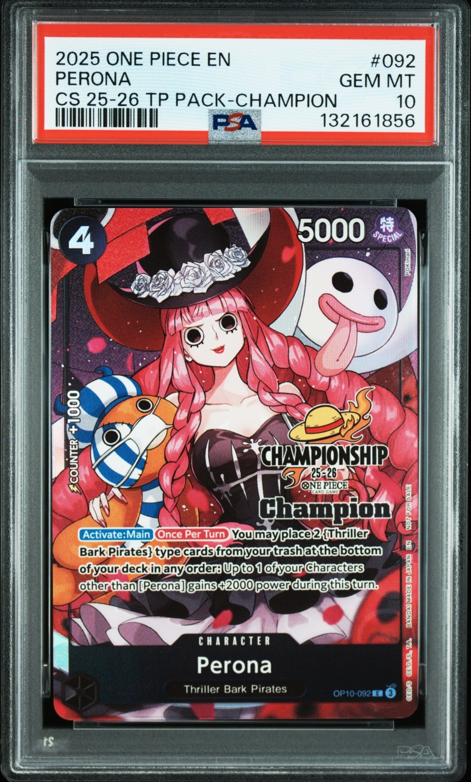 Perona Top Player Champion PSA 10 - One Piece CS 2025-26 National Finals English Perona Top Player Champion PSA 10 - One Piece CS 2025-26 National Finals English