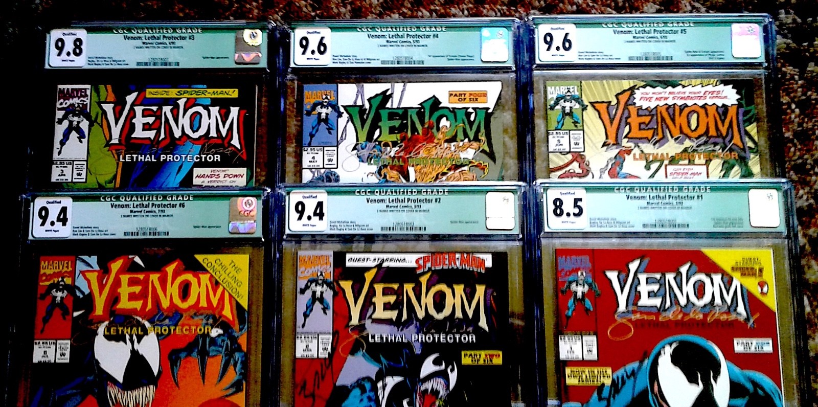 VENOM L P #1 - #6 CGC 2 AUTO'S ON EACH COMIC DE LA ROSA & BAGLEY 12 AUTOS READ VENOM L P #1 - #6 CGC 2 AUTO'S ON EACH COMIC DE LA ROSA & BAGLEY 12 AUTOS READ
