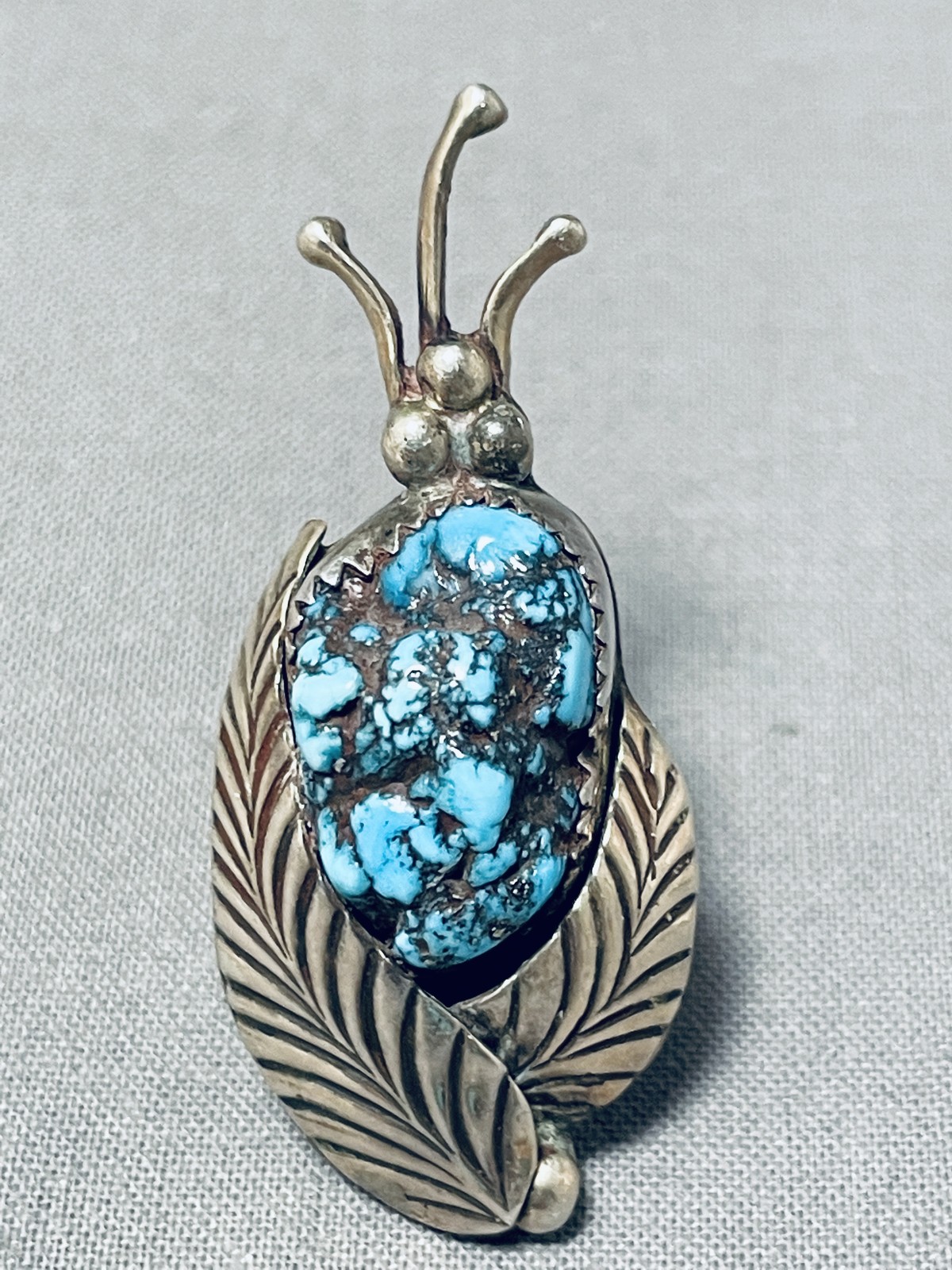 JESSE MONONGYE VERY IMPORTANT VINTAGE HOPI TURQUOISE STERLING SILVER RING JESSE MONONGYE VERY IMPORTANT VINTAGE HOPI TURQUOISE STERLING SILVER RING