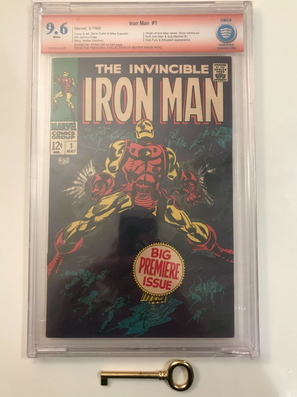 Iron Man #1 CBCS 9.6 WP Signed By Stan Lee - Origin of Iron Man Retold