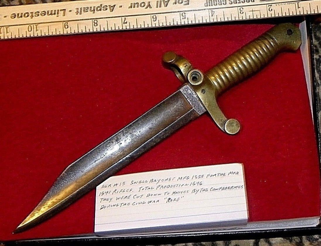 Snell knife bayonet MFG 1855 for the Mod 1841 rifles RARE only 1646 made Snell knife bayonet MFG 1855 for the Mod 1841 rifles RARE only 1646 made