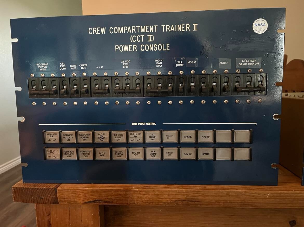 NASA Space Shuttle Trainer II power console. Johnson Space Center astronaut used