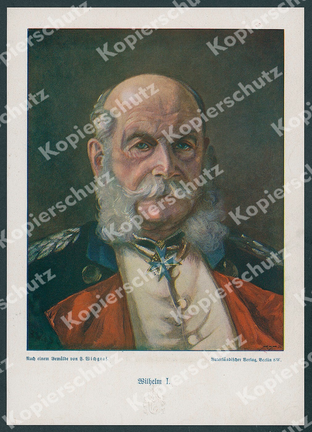 Fritz Wichgraf orig color portrait Wilhelm I coat of arms nobility Hohenzollern Potsdam 1904 Fritz Wichgraf orig color portrait Wilhelm I coat of arms nobility Hohenzollern Potsdam 1904