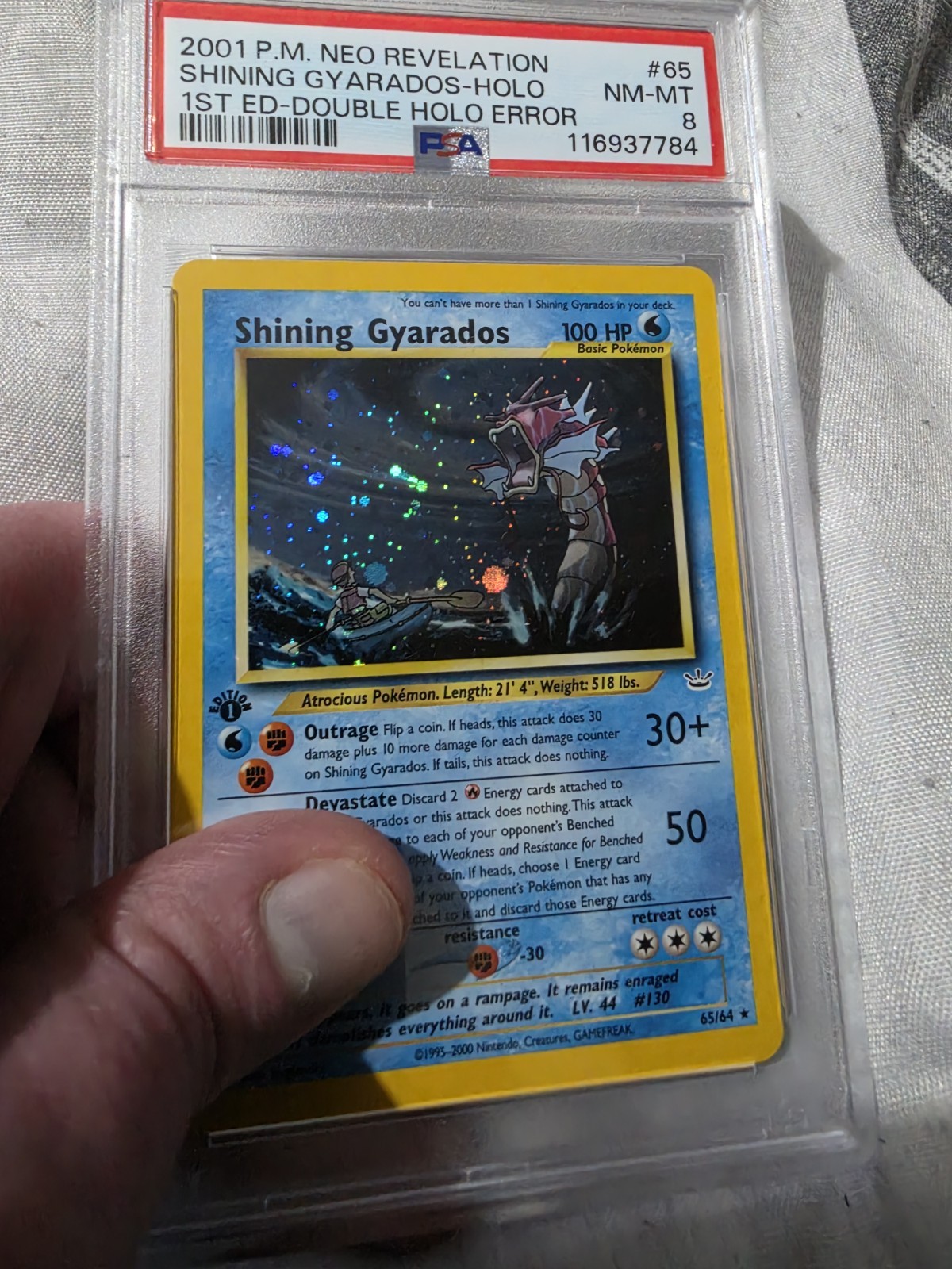 Pokemon TCG Shining Gyarados Double Holo 1st Edition Neo Revelation PSA 8 POP 17 Pokemon TCG Shining Gyarados Double Holo 1st Edition Neo Revelation PSA 8 POP 17