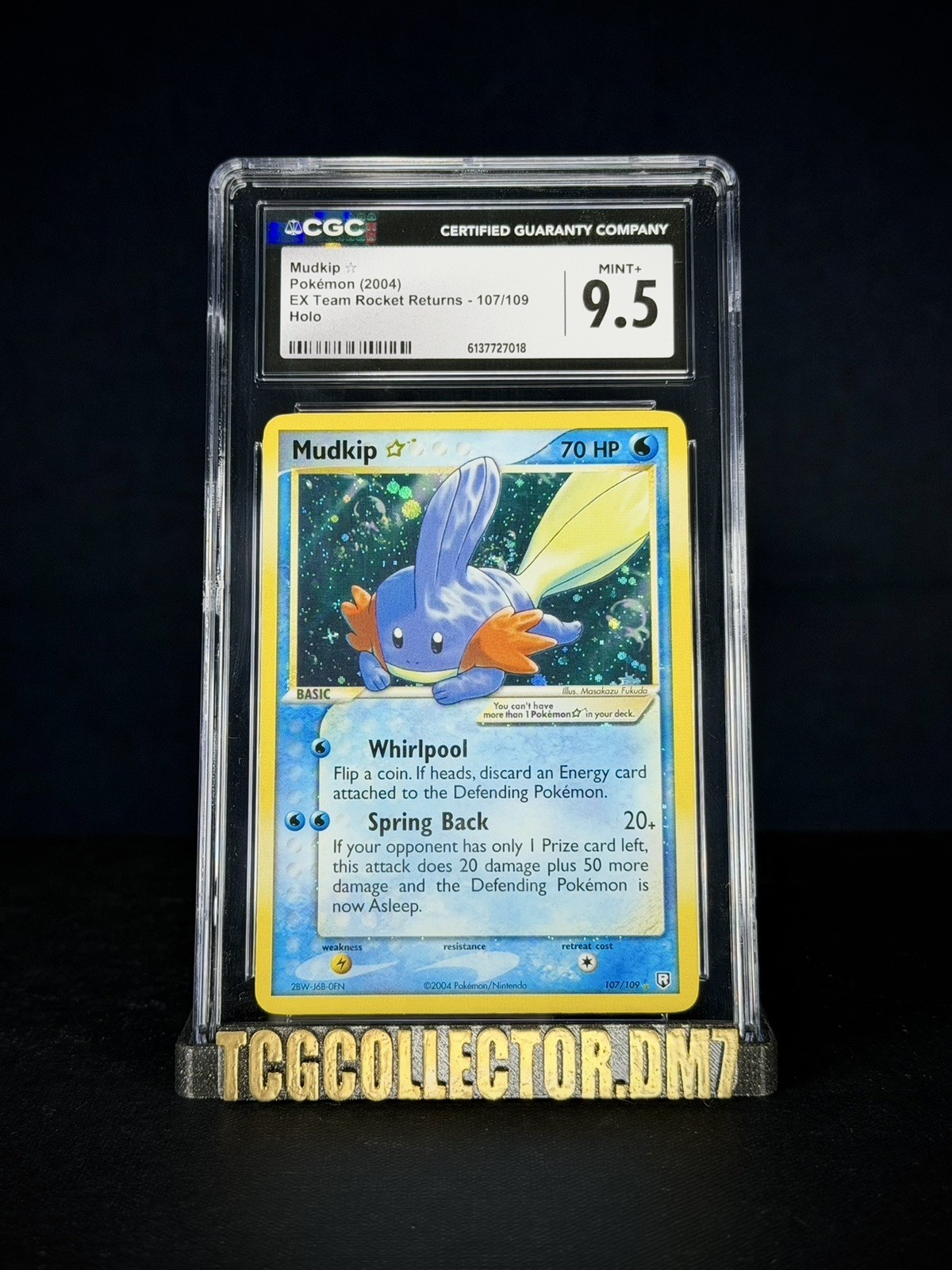 Pokemon Card Mudkip ⭐️ Gold Star 107/109 EX Team Rocket Returns Shiny CGC 9.5 Pokemon Card Mudkip ⭐️ Gold Star 107/109 EX Team Rocket Returns Shiny CGC 9.5