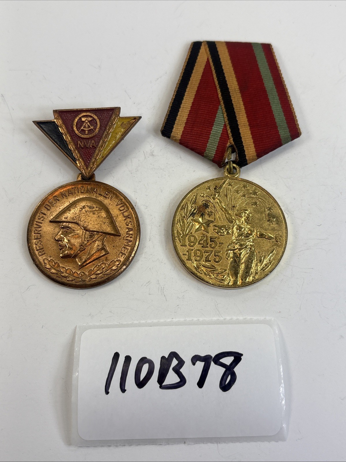 Post-WW2 Medal Ribbon Lot Badge Pinback German Service Russian Victory 110B78 Post-WW2 Medal Ribbon Lot Badge Pinback German Service Russian Victory 110B78