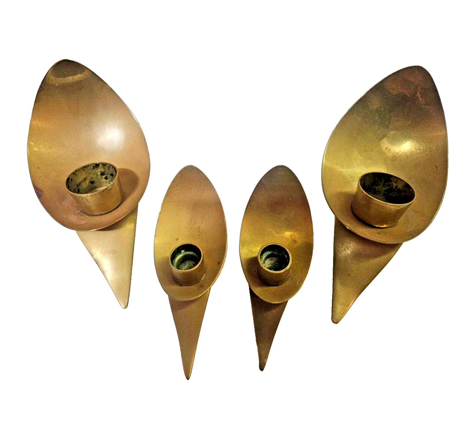 RARE- 2 Pair of Ludwig Yehuda Wolpert Brass Shabbat Candlestick Museum of Israel