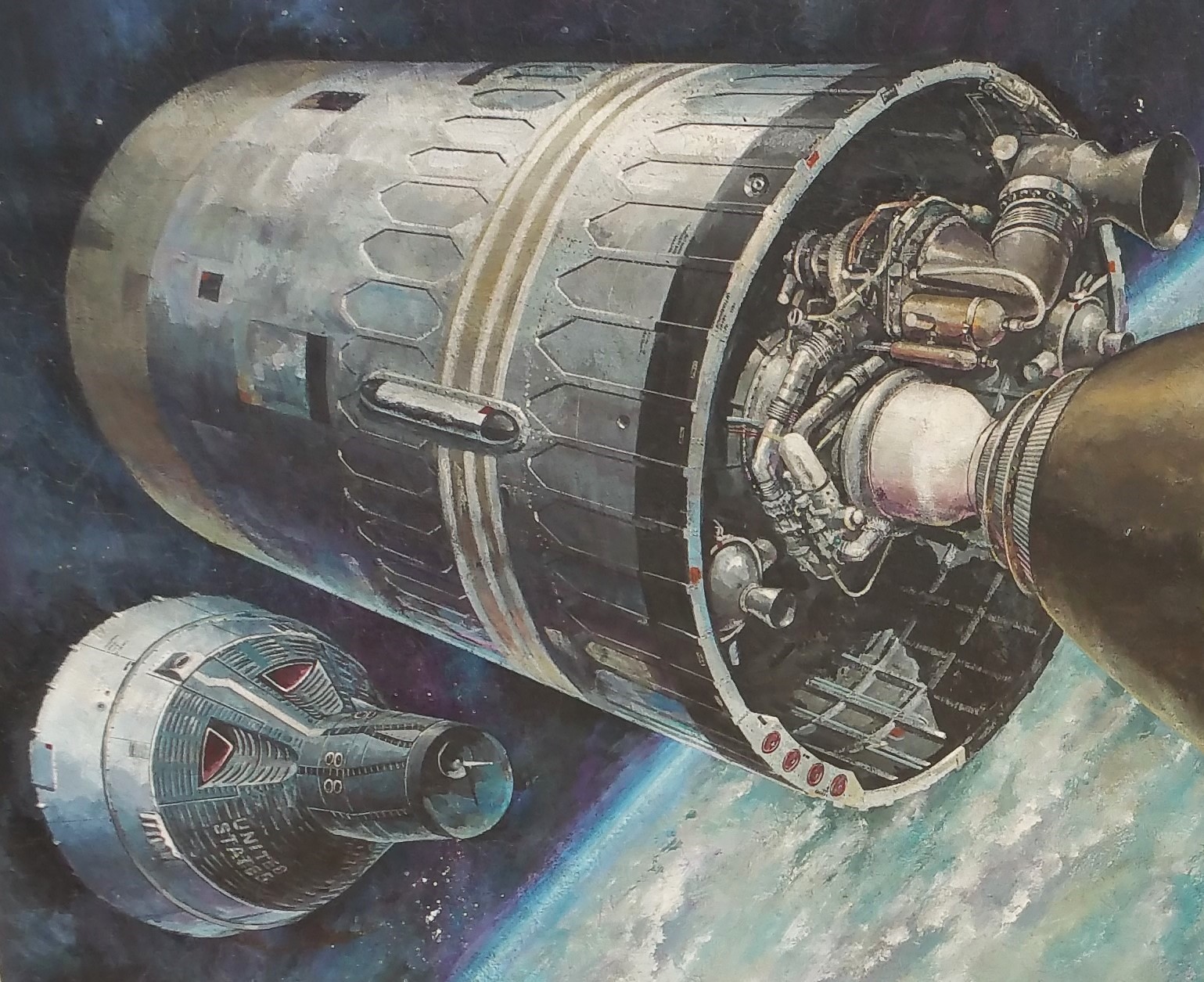 1965 BORMAN LOVELL gemini astronaut aerojet rocketdyne moon vtg nasa space art